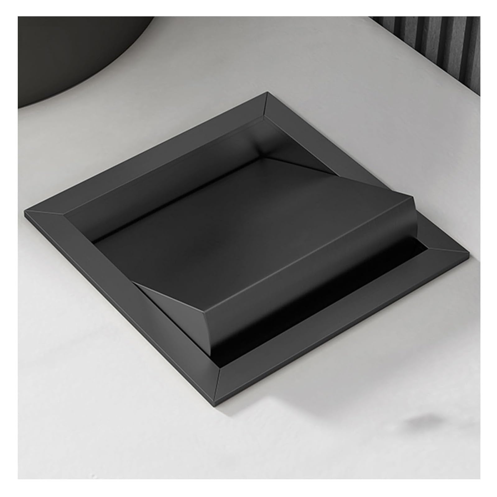 Built-in Countertop Trash Bin Lid， Trash Bin Lid Cover Waste Chute, Stainless Steel Garbage Recessed Counter Top(Black,Single lid)