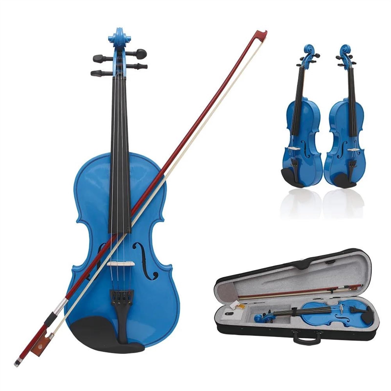 violino per principianti 4/4 Violino Blu Scuro Violino Acustico Violino Pannello In Tiglio Violino Con Custodia Arco Studenti Principianti Violino Strumento Musicale