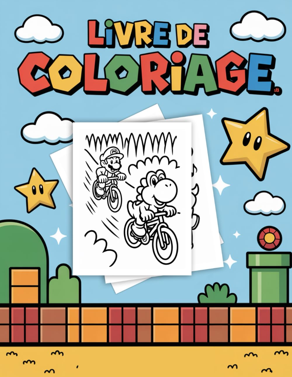 Super Maʀó Livre De Coloriage: Le cadeau parfait pour les amateurs de jeux, d’aventure et de détente !