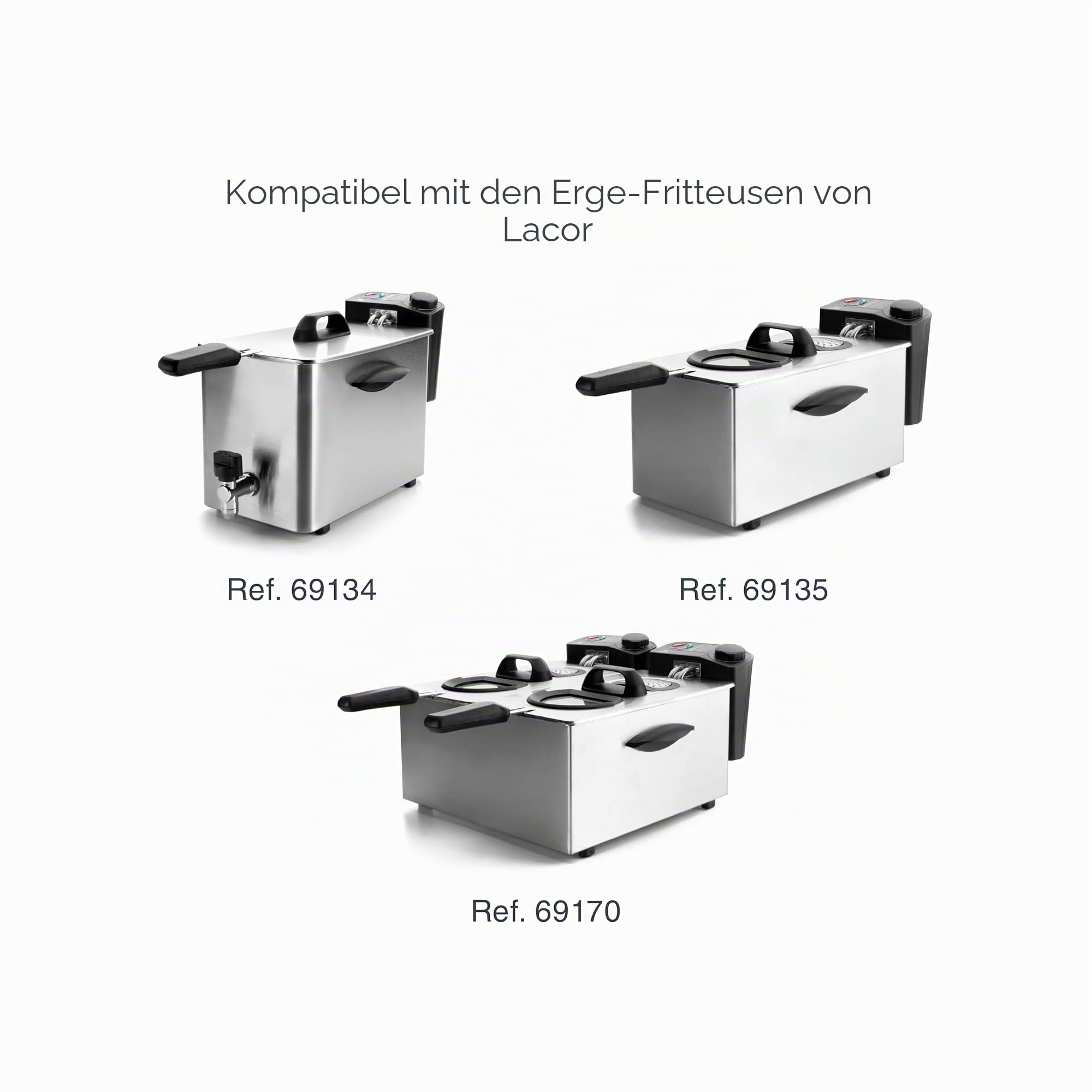 Lacor - R69135A - Ergo Frittierkorb, Edelstahl 18/10, 23,5 x 14 x 8,5 cm, Professioneller Einsatz, Haltbarkeit und Widerstandsfähigkeit