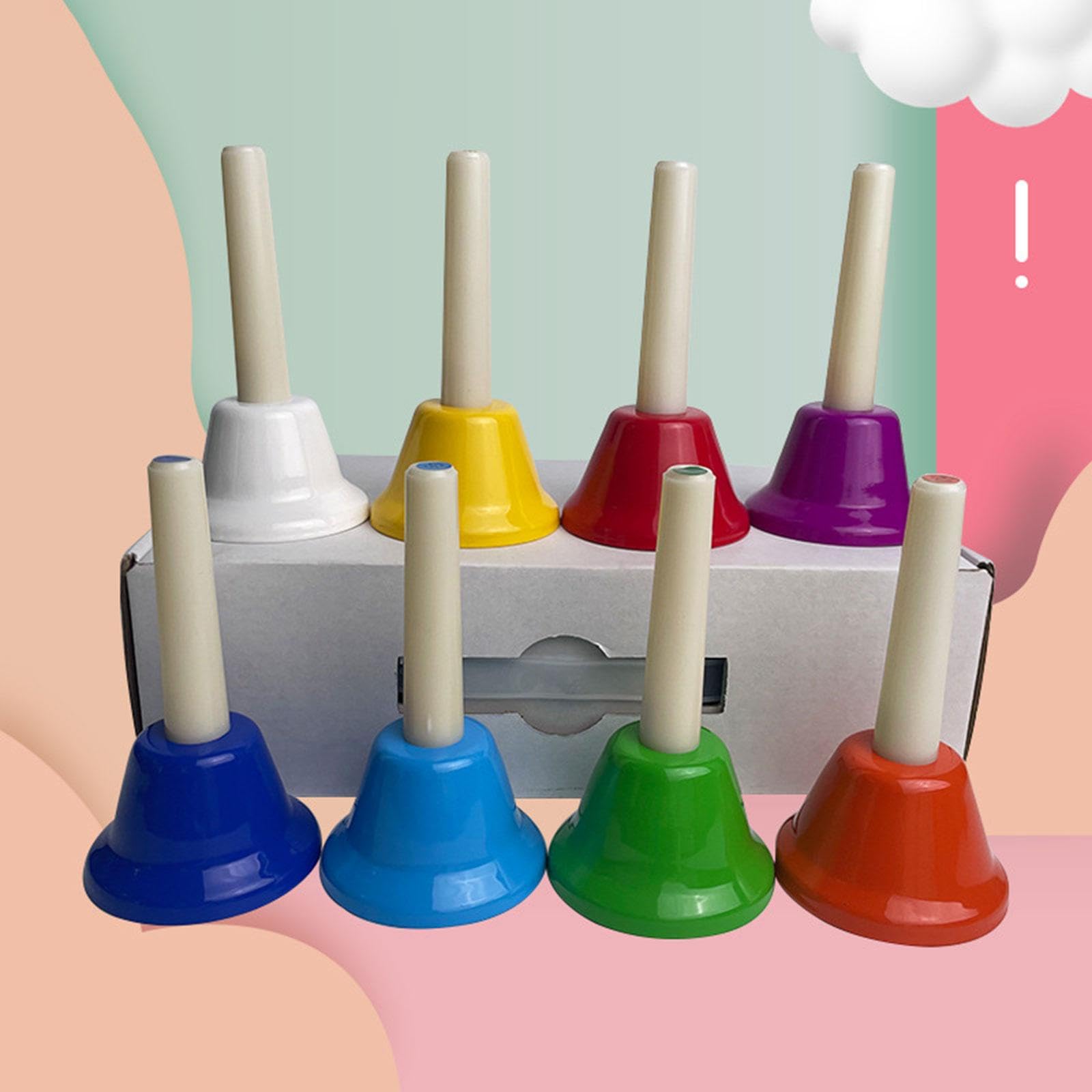 Set di 8 Campanelli a Mano, Campanelli Diatonici in Metallo, Campanelli a Mano Colorati, Strumento Musicale per Coro, Adulti, Aule, Bambini, Attività