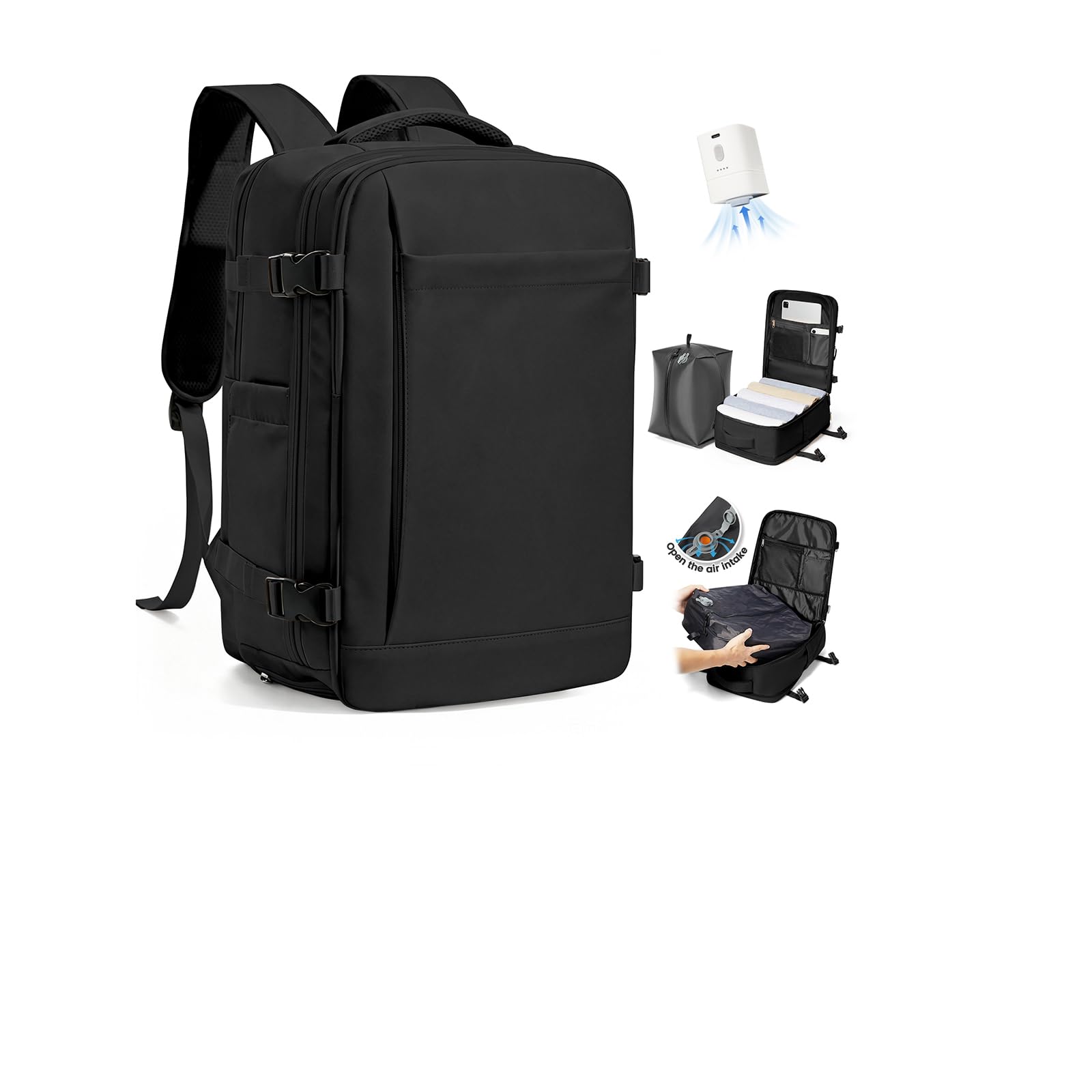 SZLX Zaino Ryanair 40x30x20 Sottovuoto con pompa Zaino da Viaggio 40x30x20 Sottovuoto Bagaglio a Mano Wizzair Vueling Donna Uomo Borse da Cabina per Laptop 14 Pollici Impermeabile con scomparto scarpe