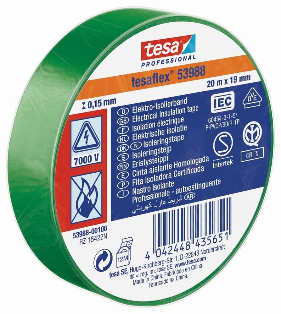 Tesa - Cinta Aislante 20X19 Verde 53948