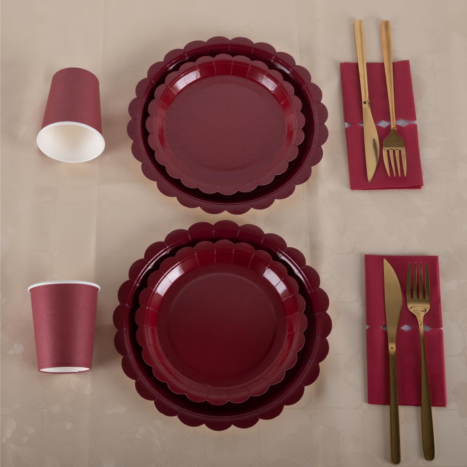 Set di stoviglie per feste per 30 ospiti, piatti di carta, tovaglioli e bicchieri da 18 cm e 23 cm, accessori per feste per compleanno, matrimonio, anniversario, Natale