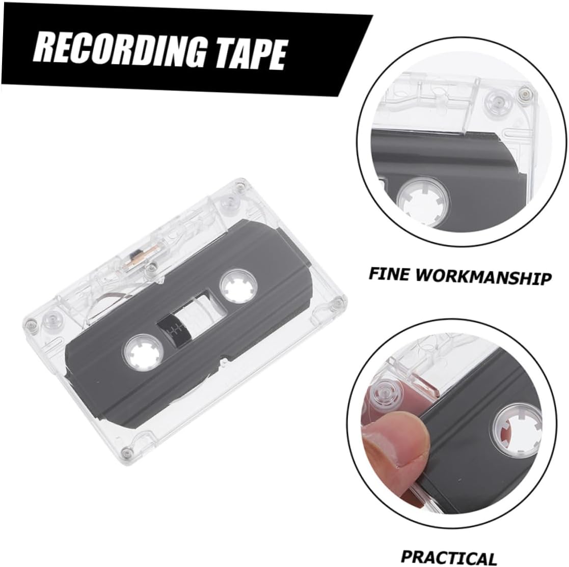20pcs Blank Cassette Tapes Recordable Audio Tapes Transparent Shell Vintage Style for Speech Music Recording