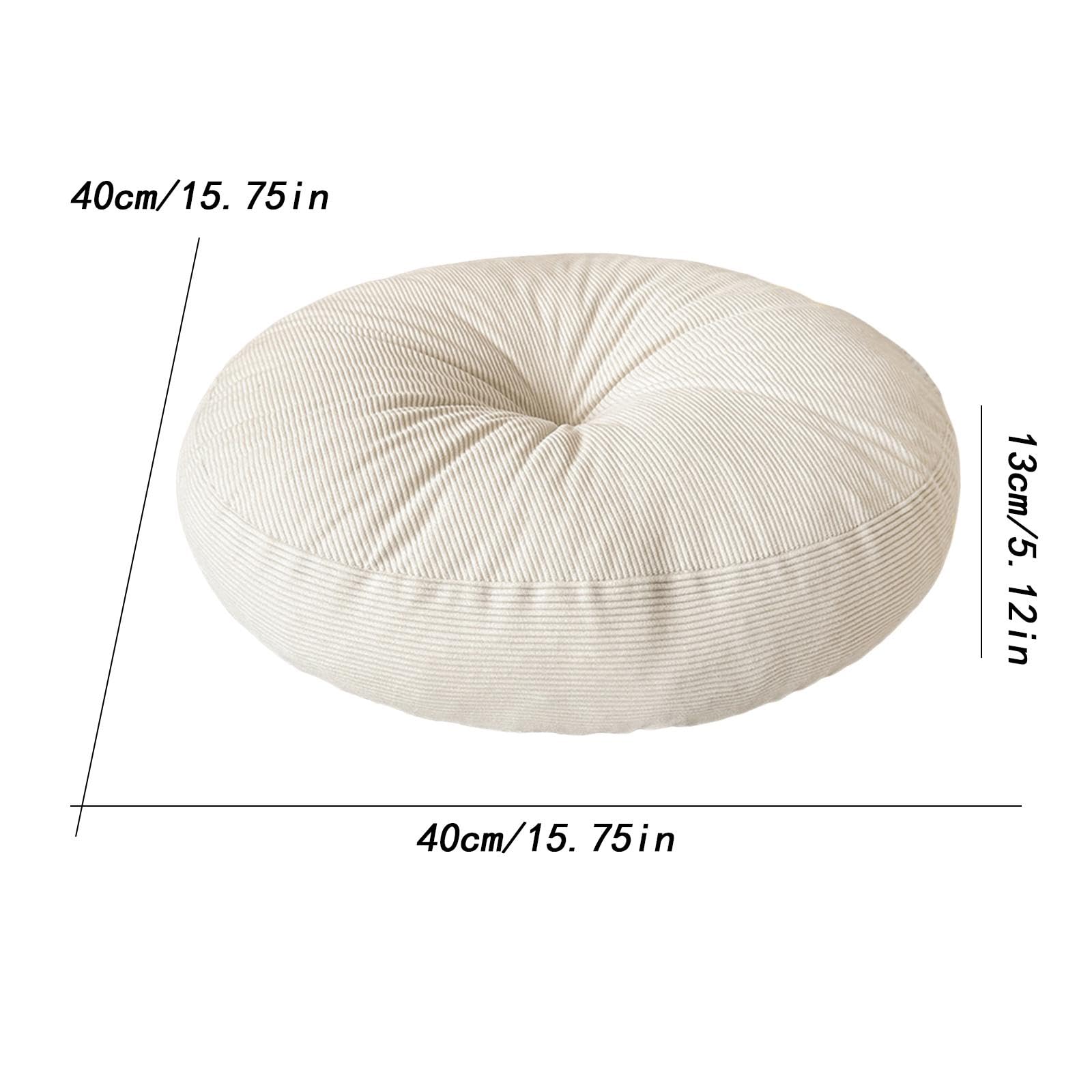 Cuscino Da Meditazione Rotondo in Velluto a Coste, Cuscino Da Terra Confortevole 40 Cm per Tatami, Seduta per Divano, Pavimento, Picnic O Seduta per Finestra a Bovindo, Beige.