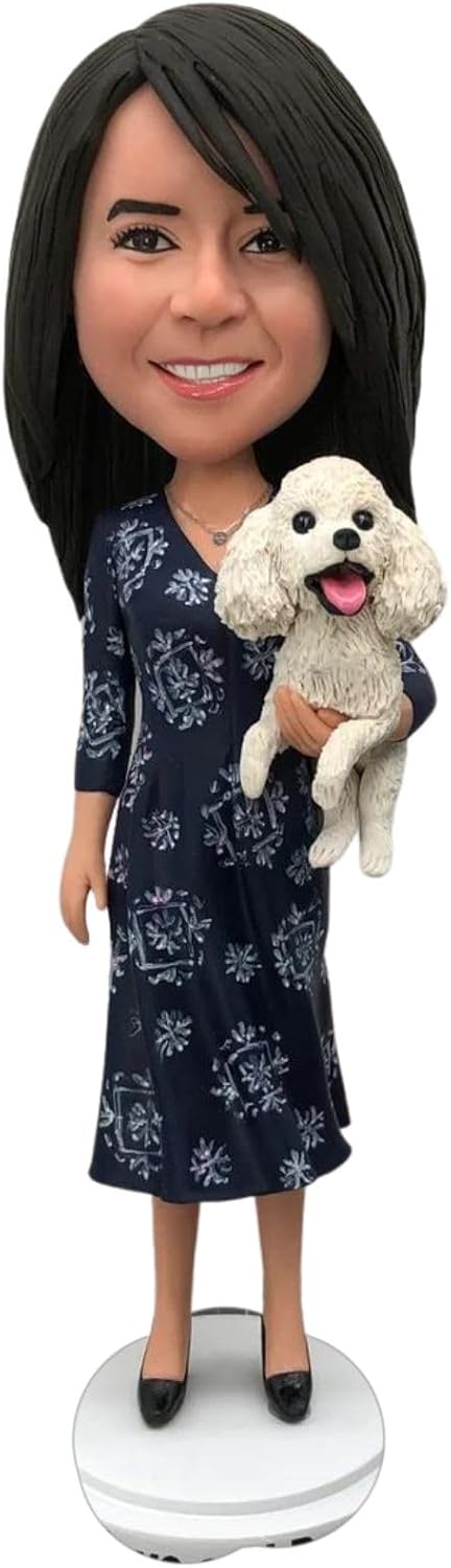 Novela Custom Bobbleheads Figures Personalized, Full Body Handmade Customized Bobble Head Figurine Doll Sculpture from Picture, 1 Person and 1 Dog，High Likeness, Fun&Unique Gift