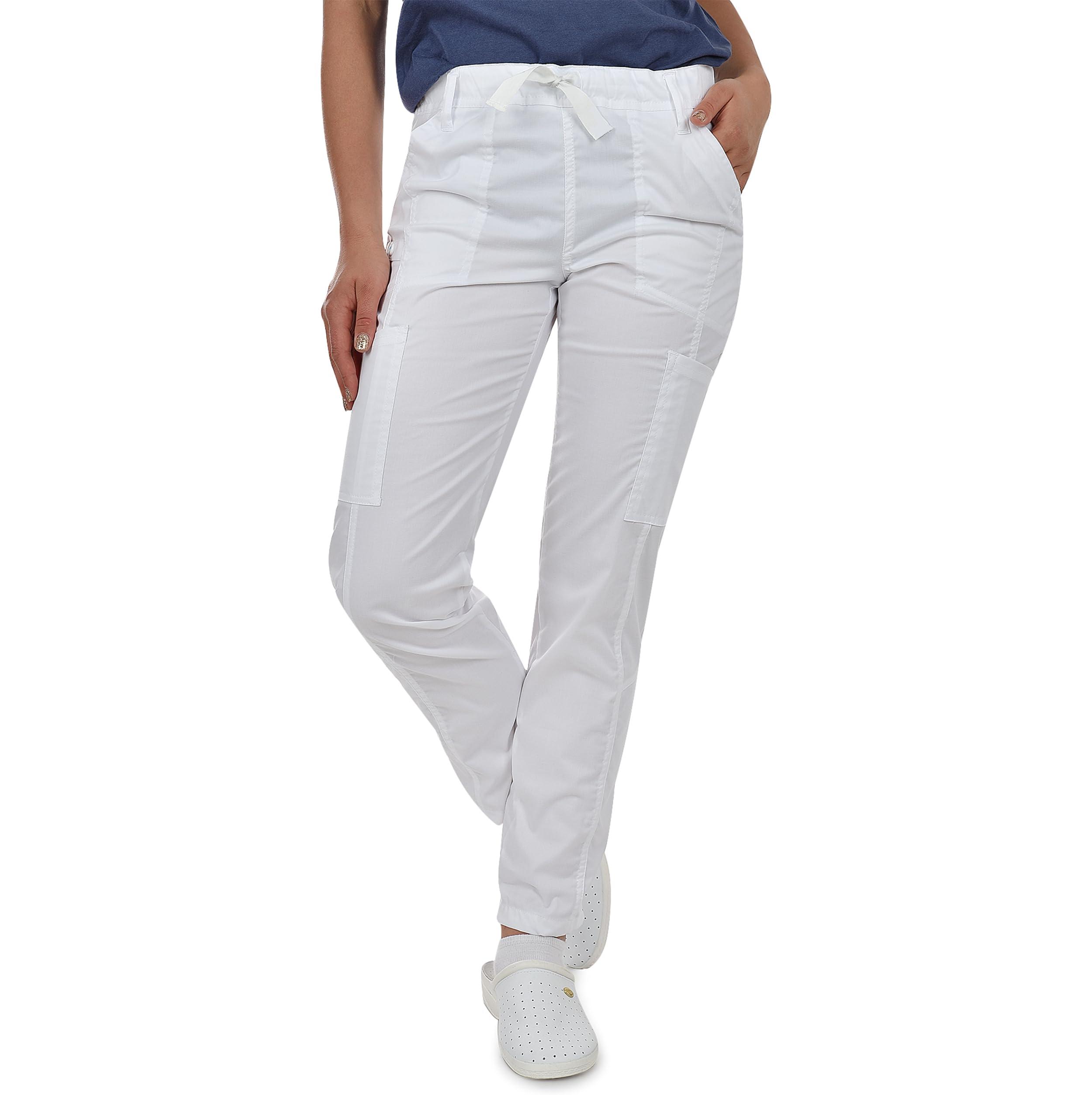 B-well Medizinische Schlupfhose Arbeitshose Dante 5 Taschen Unisex mit elastischem Bund und Gesäßtaschen Krankenhaus Uniformhose mit mittlerer Taille und Rundumgummibund