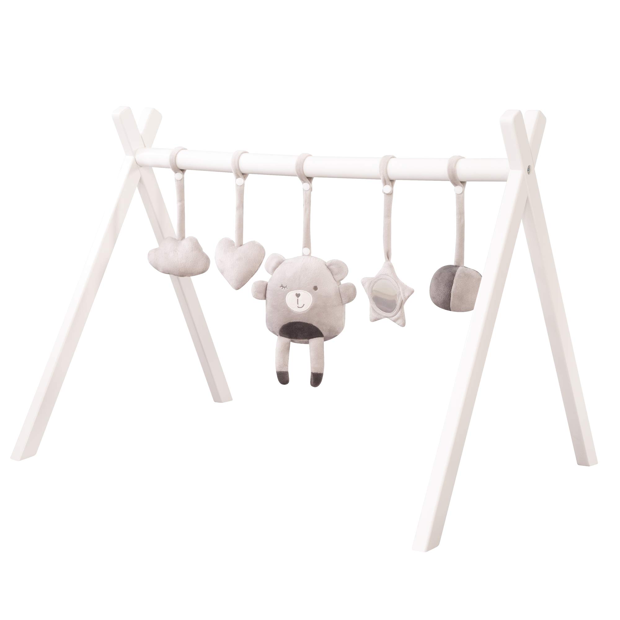 roba Lot de 5 Jouets Sensoriels à Suspendre "Lil Cuties" pour Portique Bébé Poussette ou Arche de jeux - Gris