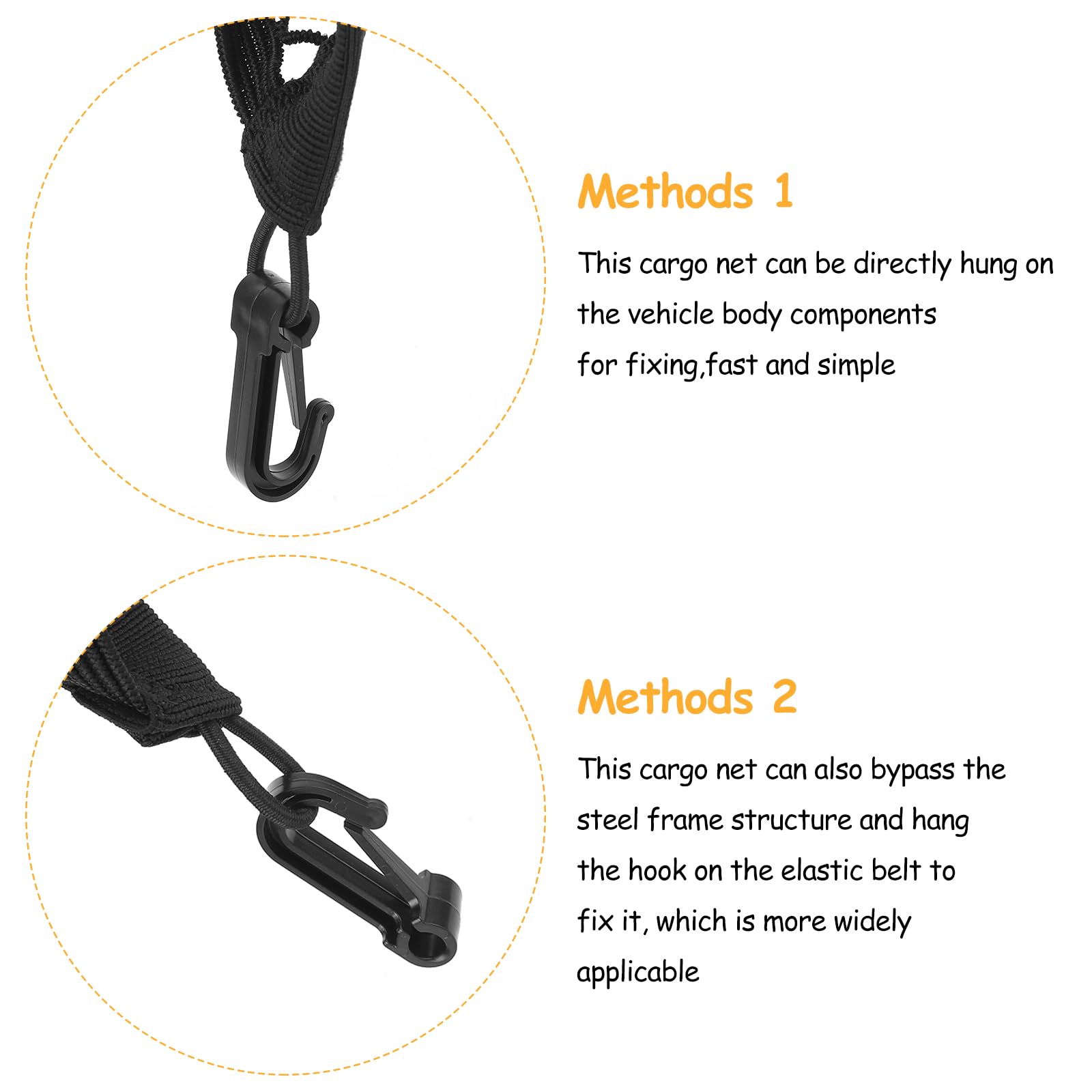 Filet De Chargement Pour Moto, Filet De Rangement Pour Casque De 30,5 X 30,5 Cm, Filet à Bagages épais De 25 Kg, Extensible Jusqu'à 88,9 Cm, 6 Crochets Réglables Pour Paddleboard, Vélo,(Orange