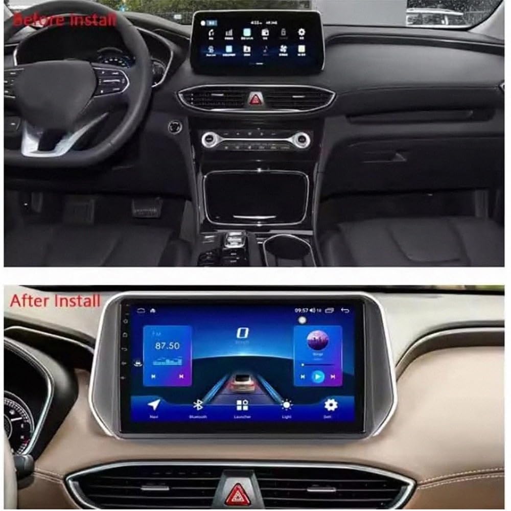 Bezprzewodowy Ekran Apple Carplay Android Auto dla Hyundai Santa Fe 2018-2020 Przenośny Ekran Dotykowy Apple Carplay, Nawigacja Gps/Sterowanie, 4 Rdzeń 2G+32G