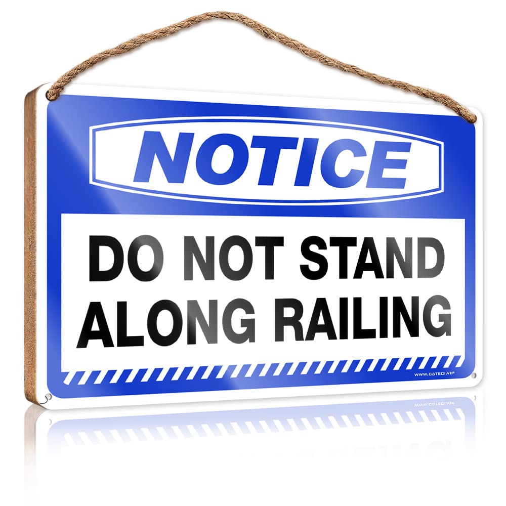 FRINTOXA Wooden Decorative Plaque Notice Do Not Stand Along Railing Wooden Sign(20X30CM)
