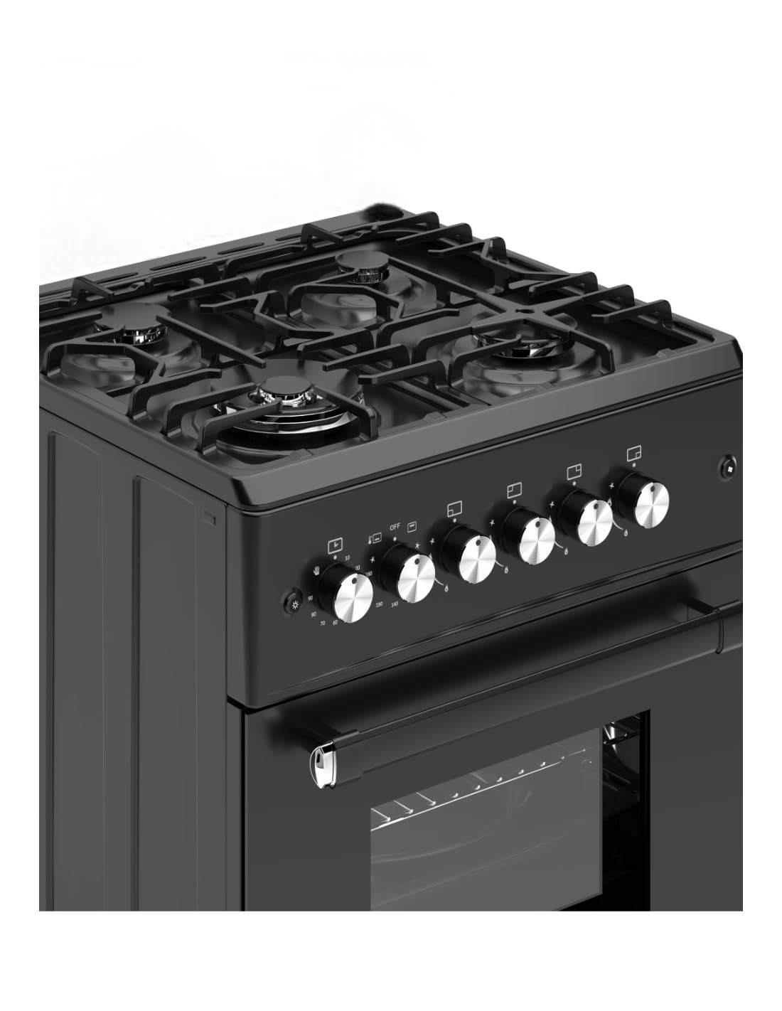 ALPHA Cocina de Gas VULCANO ELITE-60 Negro Mate. Encendido Automático, Wok.