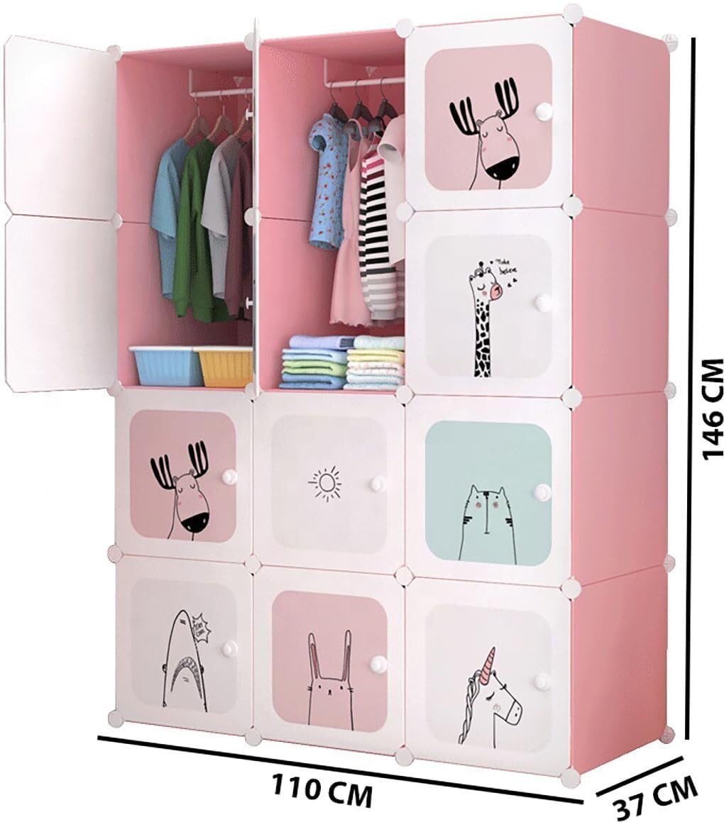 HEMOVIA Collapsible Wardrobe for Clothes - DIY 1 Door Plastic Almirah for Clothes with Doors | Side Hanger,Folding Waterproof Memory Standing Wardrobe for Storage for Home Clothes 1
