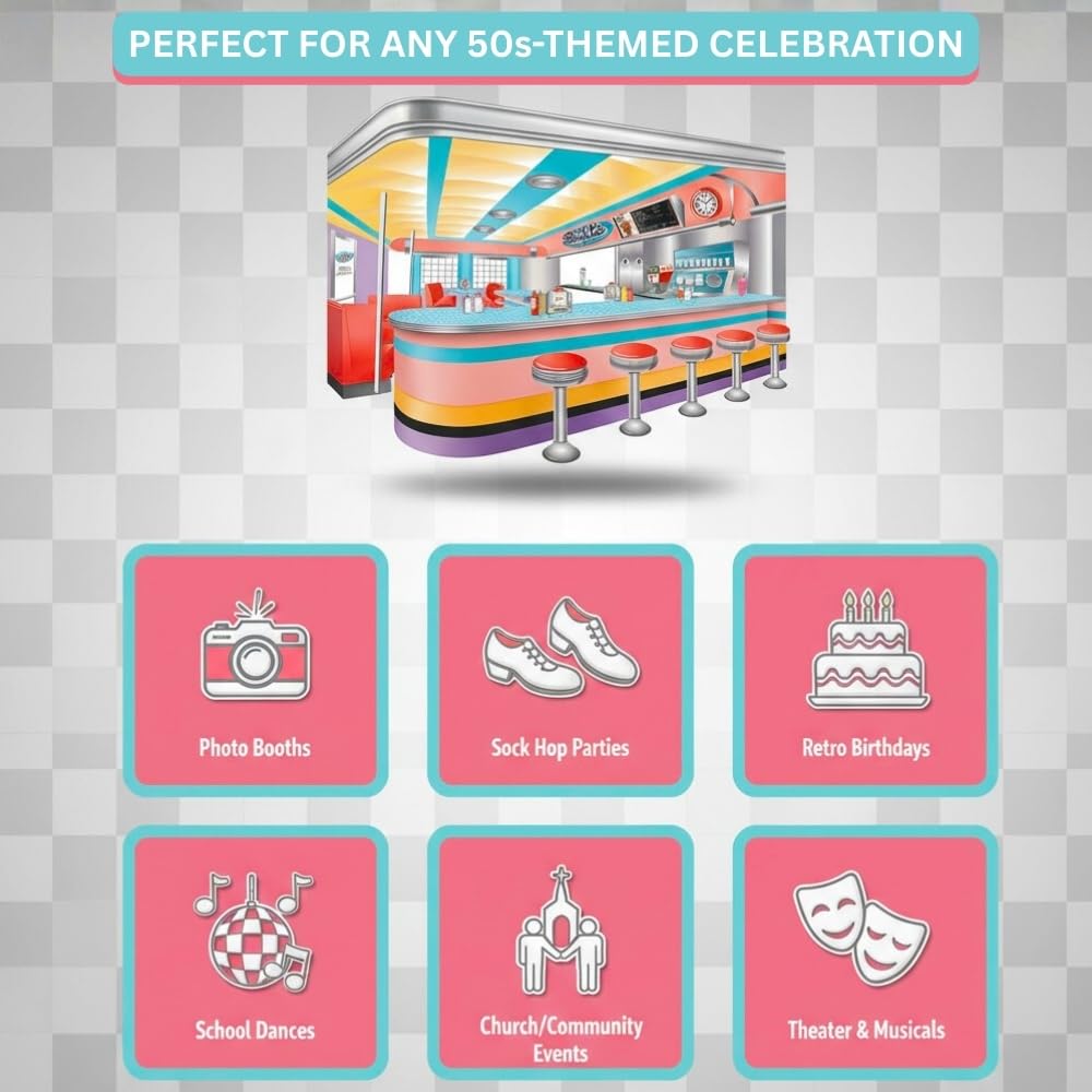 Fun Express Rockin' 50s Starlite Diner Backdrop Banner