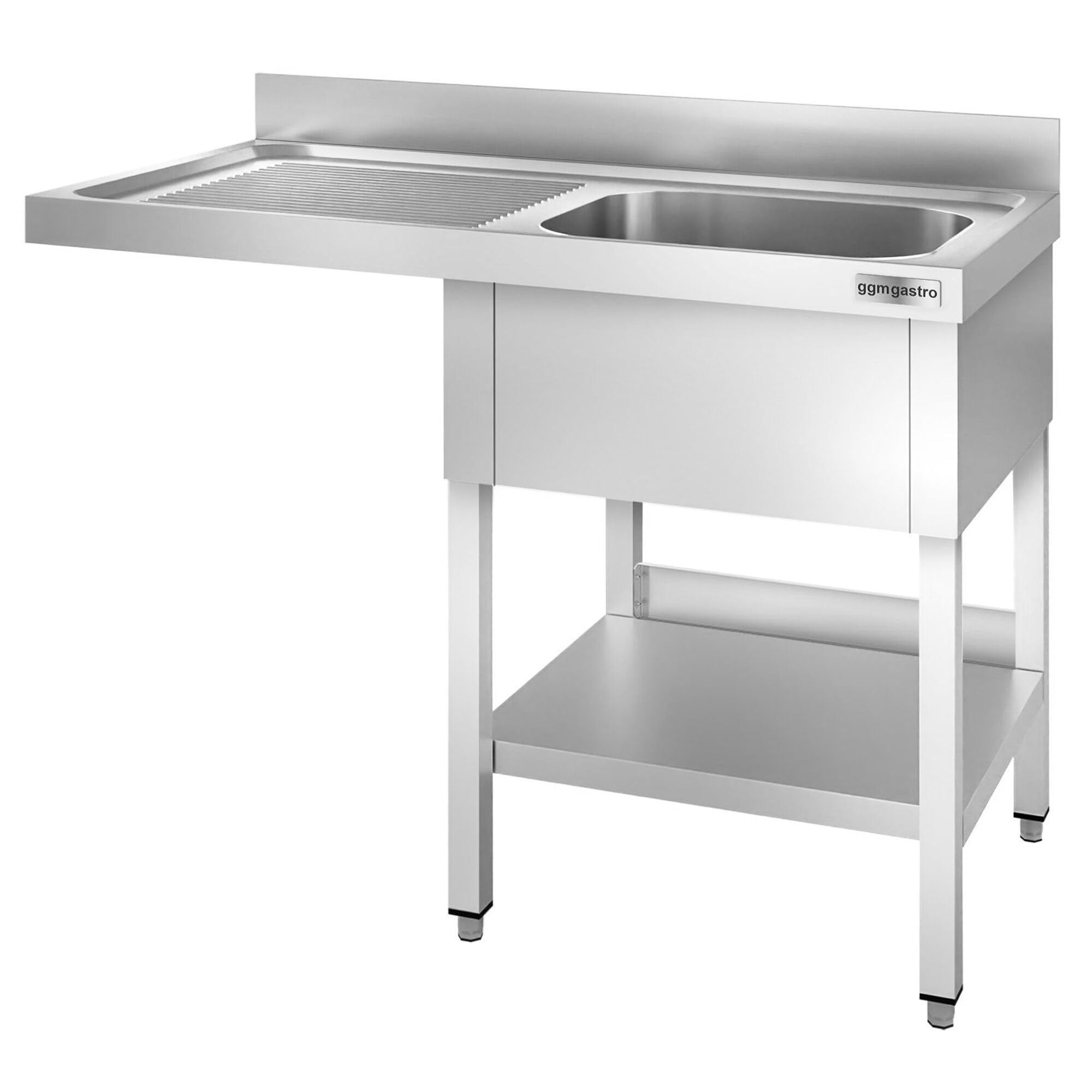GGM Gastro | STK146SBR1 | Spülmaschinen-Spültisch - 1400x600mm - mit 1 Becken rechts