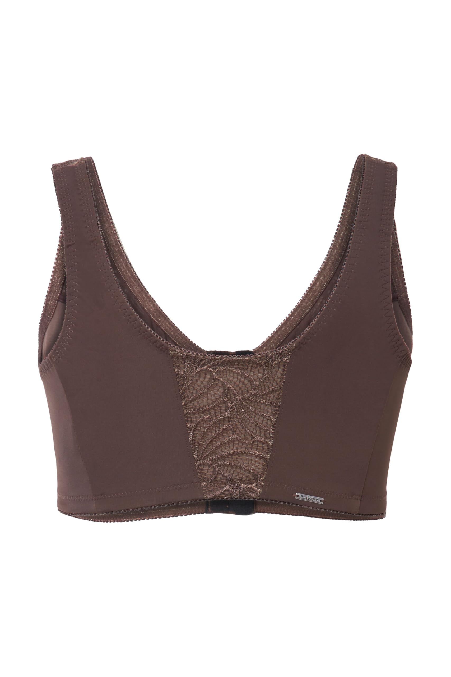 Ulla Popken Damski biustonosz odciążający Kelly, bez fiszbin, zapięcie z przodu, biustonosz C-D (C-), ciemnobrązowy, 110, ciemnobrązowy, 110