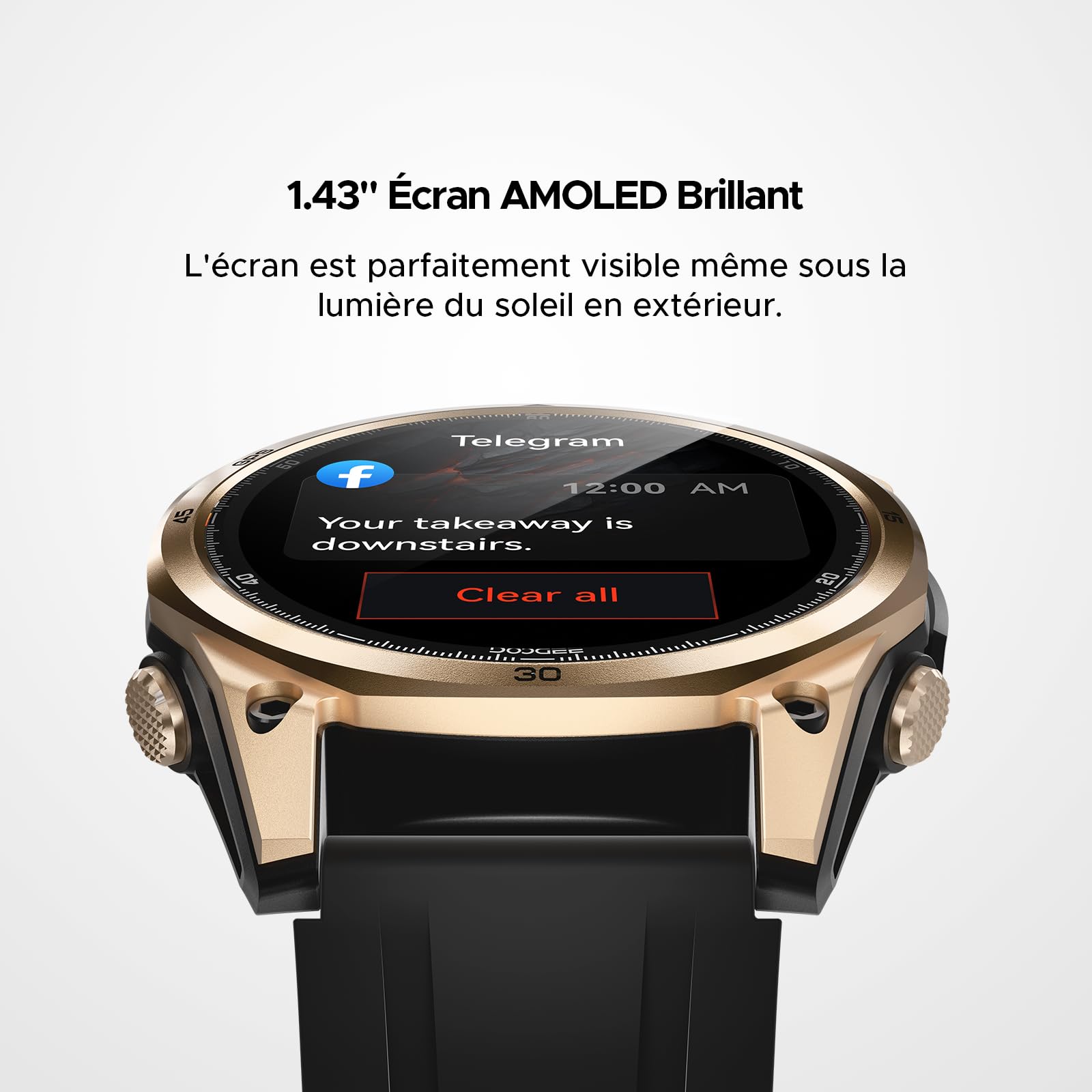 Anywise W1 AI Montre Connectée Homme, 5ATM Dual-Band GPS Tactical Watch,1,43'' AMOLED Screen, 170+ Modes Sport, Appel Bluetooth,18 Days Battery,LED Flashlight,Compass,pour Android/iOS,3 Strap