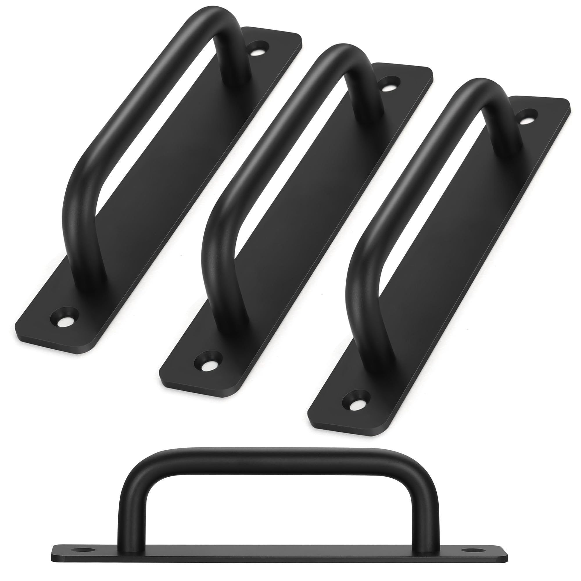 Malimali 4 Pack Black Barn Door Handles, 5" Hole Center Gate Handle Sliding Door Handles Modern Aluminium Door Pull for Pocket Door Bifold Closet