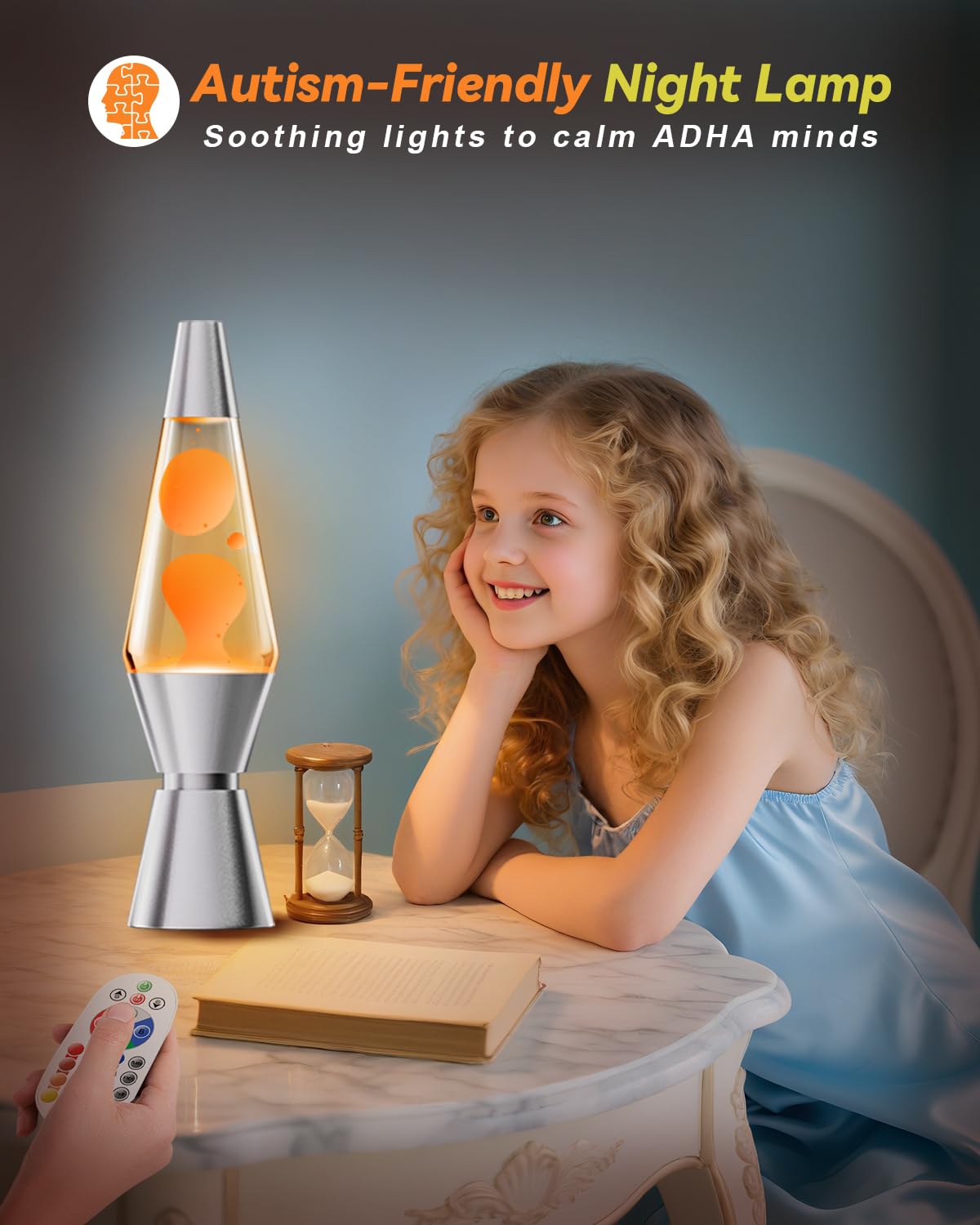 AONESY Lampe à Lave LED 37cm Télécommande Changement de Couleur Veilleuse Cadeau Noël