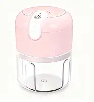 Mini Processador De Alimentos 3 Lâminas Elétrico 250ml Usb (Rosa)