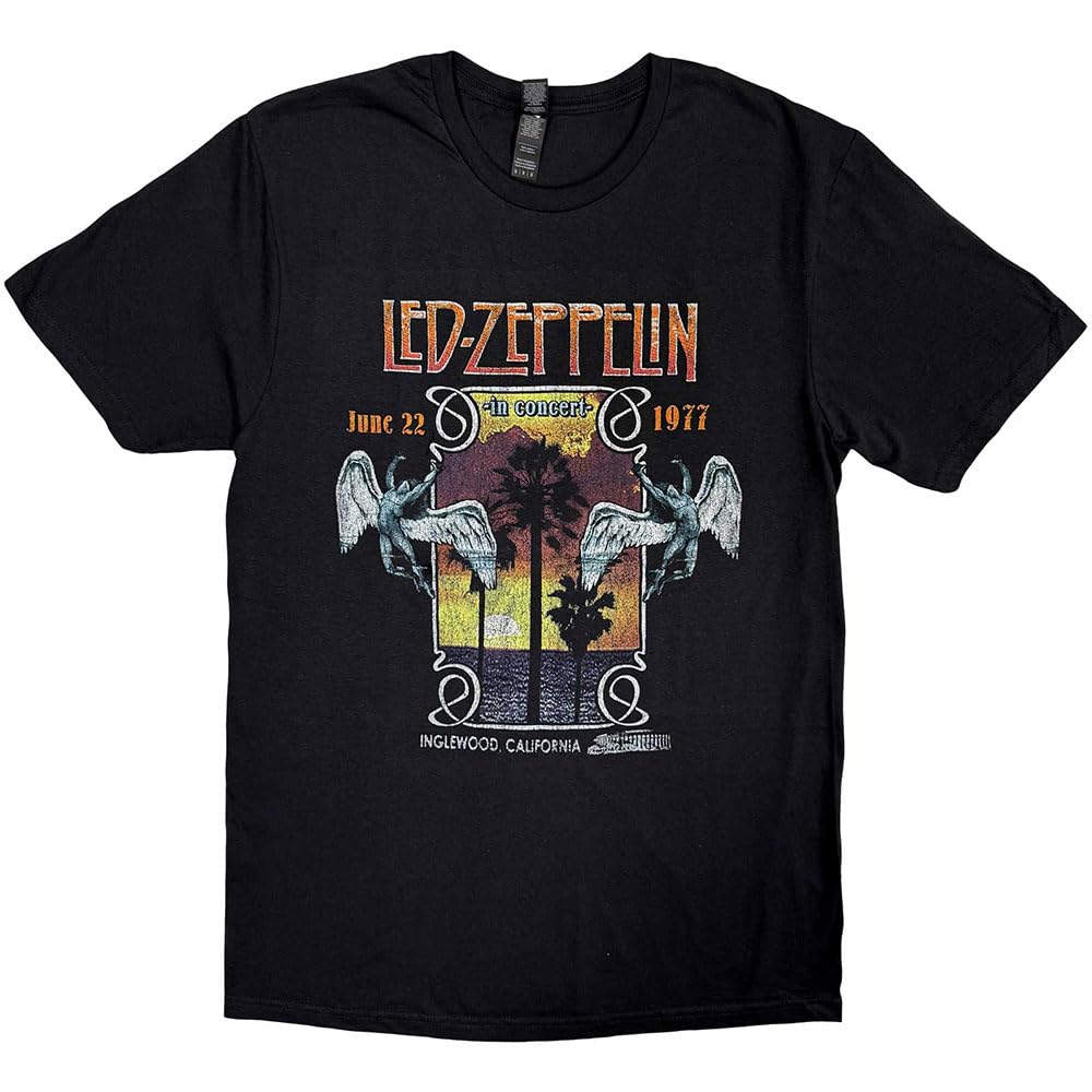 Led Zeppelin Inglewood Men T-Shirt Black XL, 100% Cotton, Regular