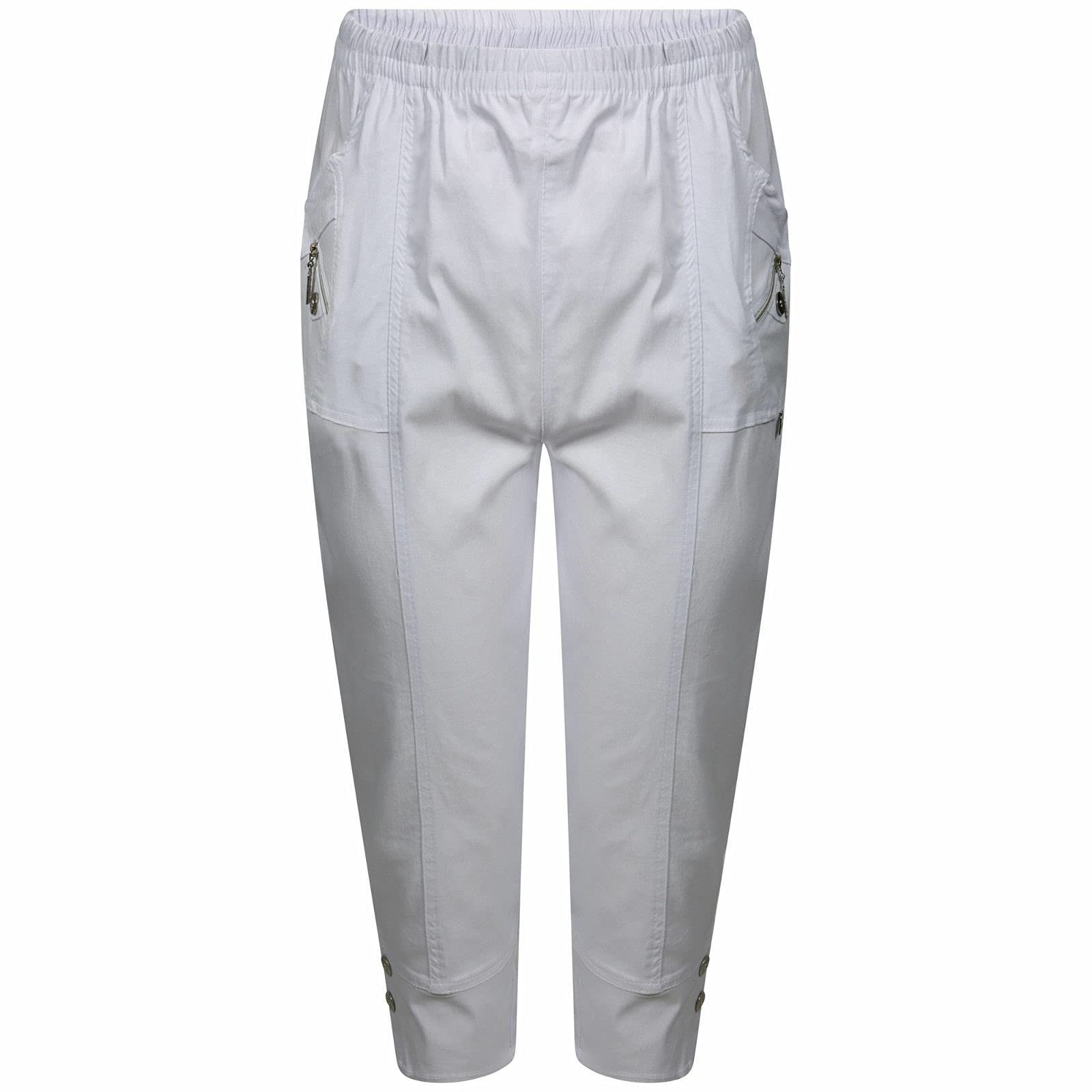 Romaans Women's White Cherry Berry Capri Three Quarter Trouser 3/4 Pant Uk 10-24 (As8, Numeric, Numeric_20, Regular, Regular, )