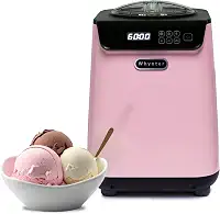 Whynter Máquina de sorvete automática vertical ICM-128BPS com compressor integrado, sem pré-congelamento, visor digital LCD, temporizador, com tigela de aço inoxidável, edição limitada, preto e rosa