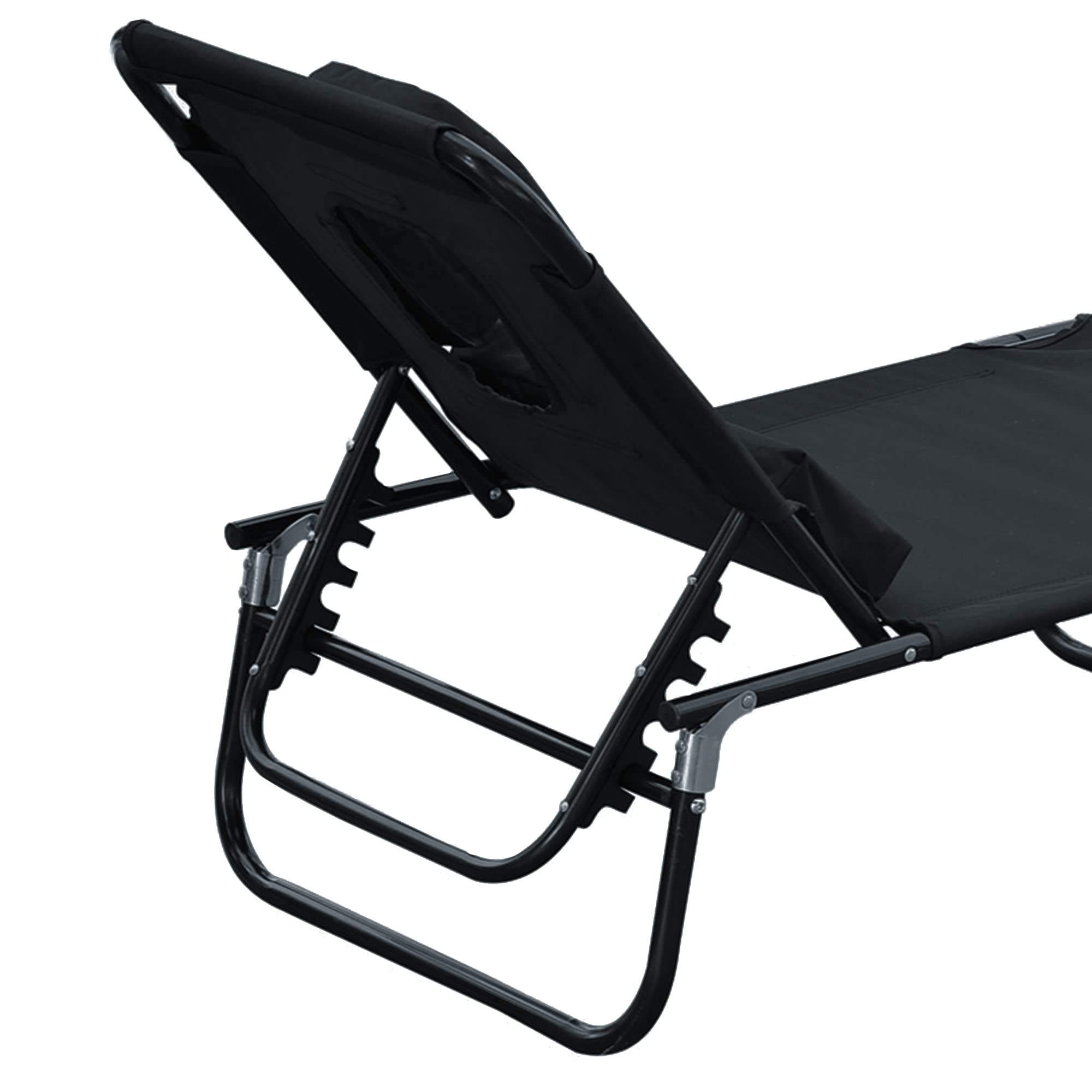 Tumbona Reclinable Acero Hamaca Plegable Playa con Almohada Masaje y Leer Negro
