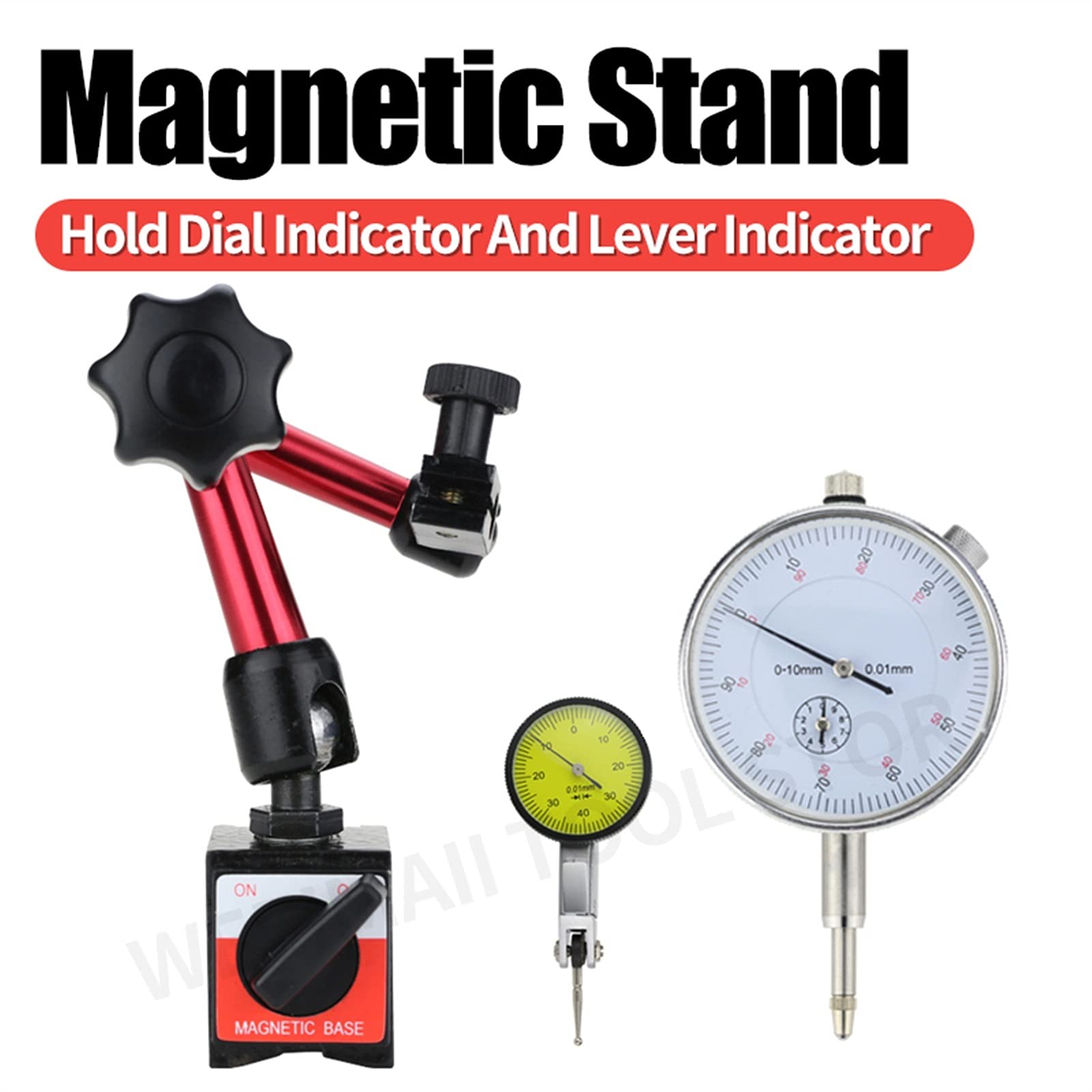 Magnetyczny Wskaźnik wybierania Sondy pomiarowe Dial Gauge Elektryczny uchwyt magnetyczny Micrometr Pomiarowy Godziny,Dokładne Narzędzie(Magnetic Base B)