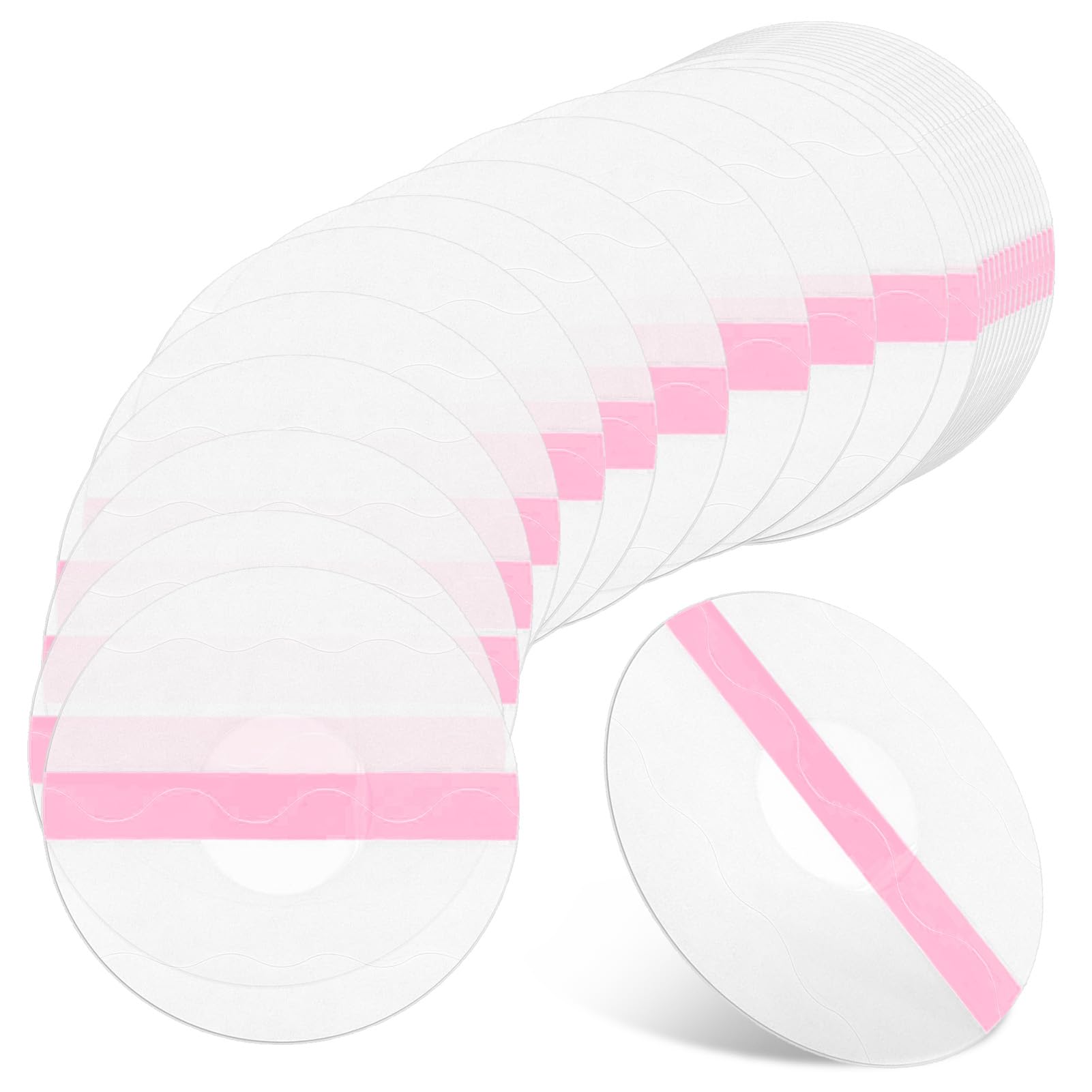 50 Pcs Sensor Covers Compatible With Freestyle Libre 1/2/3, CGM Patches Transparent Pink Breathable Waterproof Adhesive Long Lasting Without Hole Glucose Monitor Protector On The Center For Swimming
