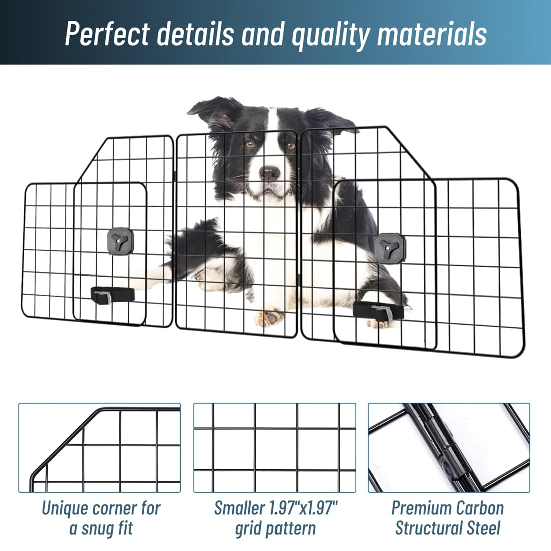 Barrière de Voiture pour Chien Pliable, Ajustable et Universelle, Grille de Protection en Métal pour Voiture, Accessoire de Sécurité pour Le Voyage des Animaux de Compagnie.