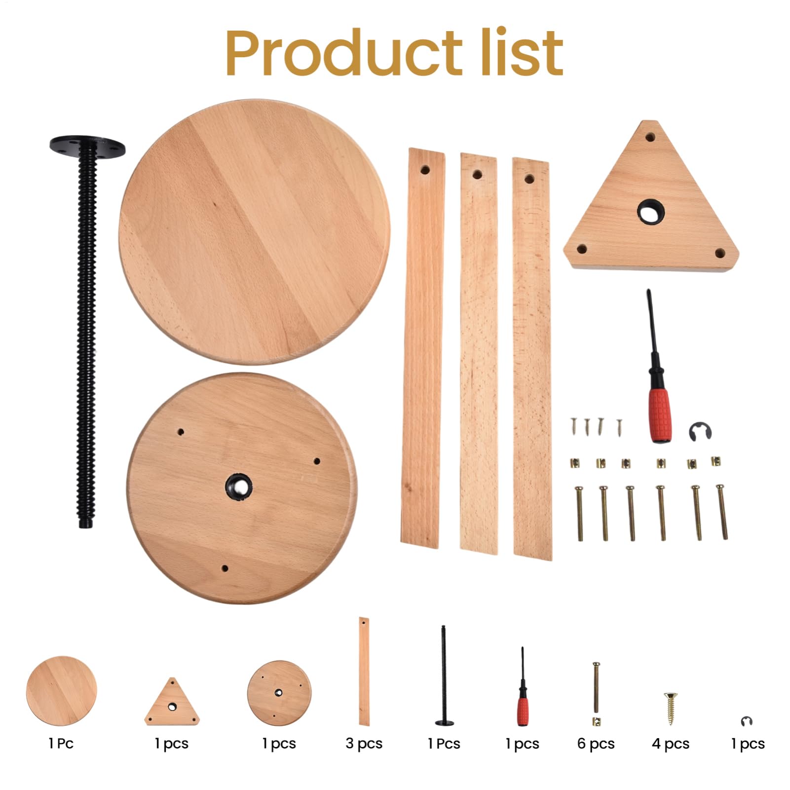 Sgabello regolabile in altezza, in legno, diametro 30 cm, altezza 48-65 cm, girevole a 360 gradi, ideale per artisti, cucina, ufficio, studio, sgabello da disegno, sgabello artistico, sgabello da bar