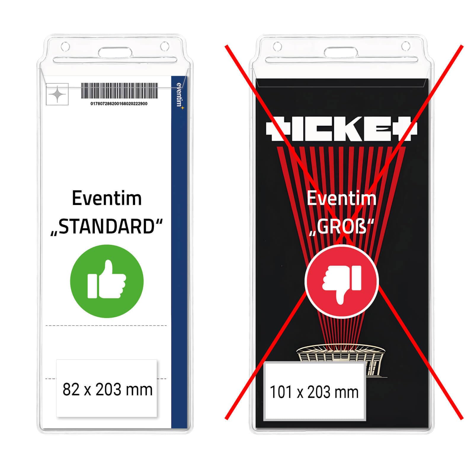 Konzert Ticket Hülle mit Schlüsselband für Konzertkarten und Konzerttickets von Eventim 84 x 205 mm [100 Stück] Ausweishülle für Sportveranstaltungen Tickets