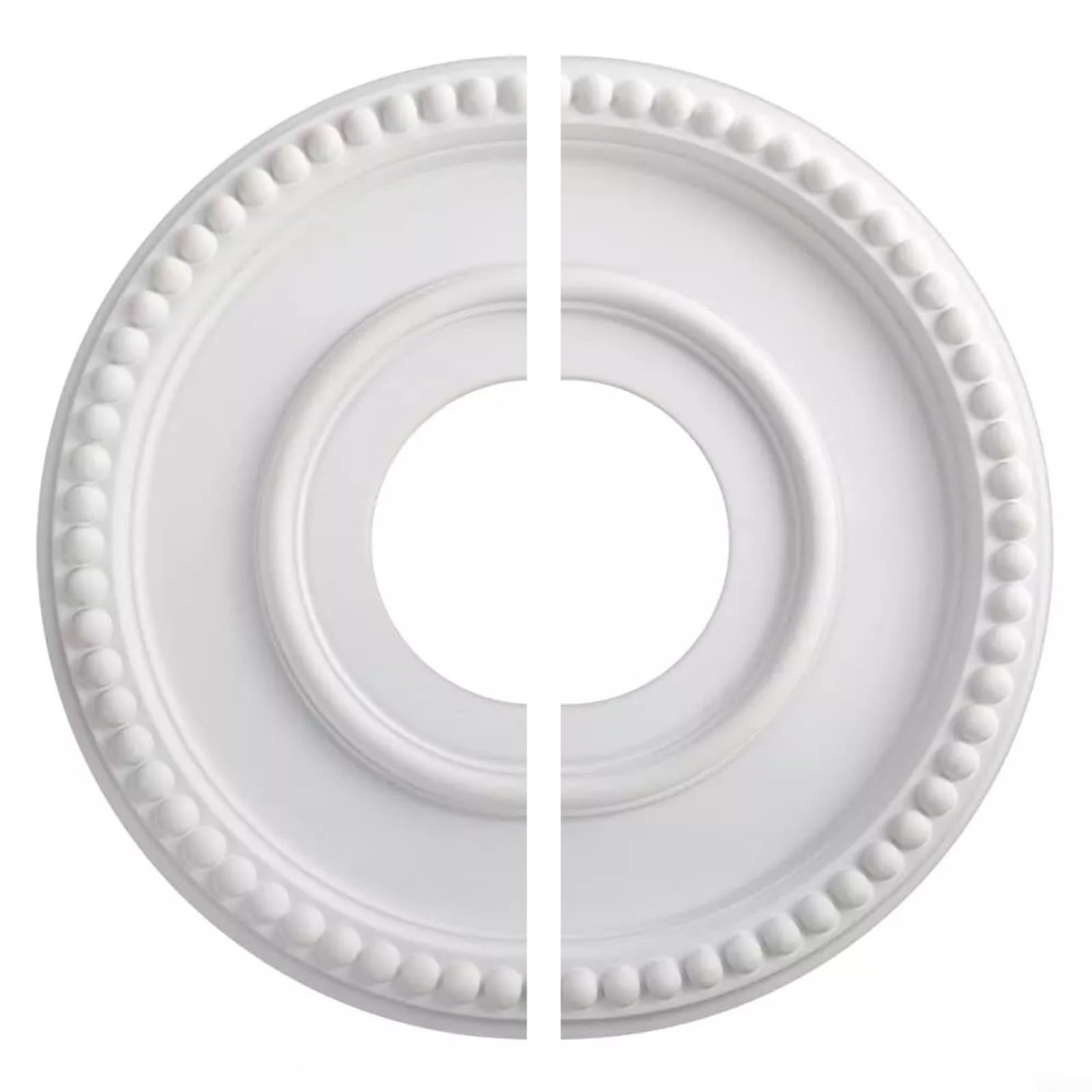 Medallón de techo dividido redondo blanco de 315 mm, placa decorativa de poliuretano para lámparas y ventiladores de techo, fácil de instalar, sin taladrar, oculta las imperfecciones del techo