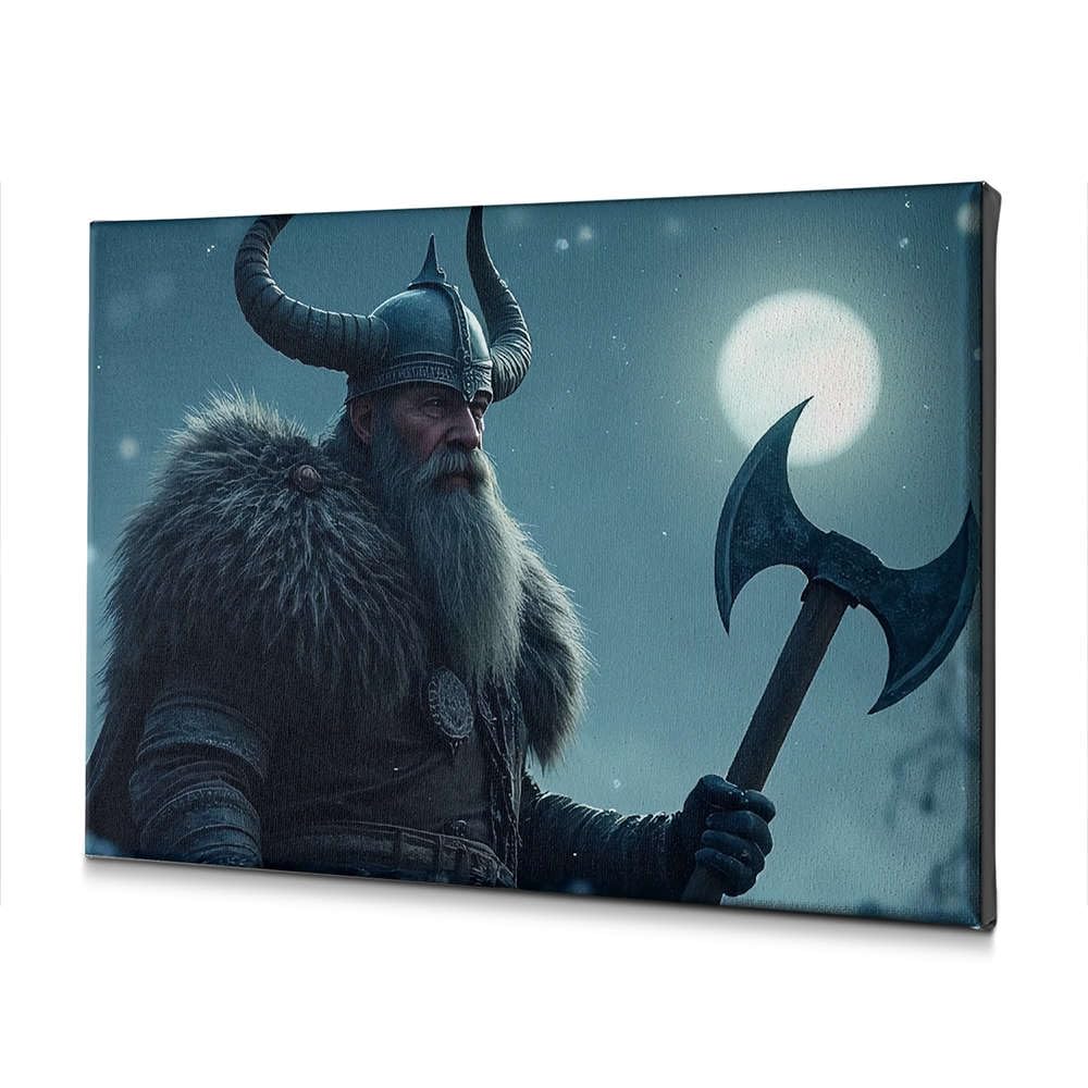 Bathroom Wall Art Viking Warrior With Horned Helmet Holding Axe Under Moonlight. Canvas Decorative Picture The Chosen Shabby Chic Decor(30x40cm)