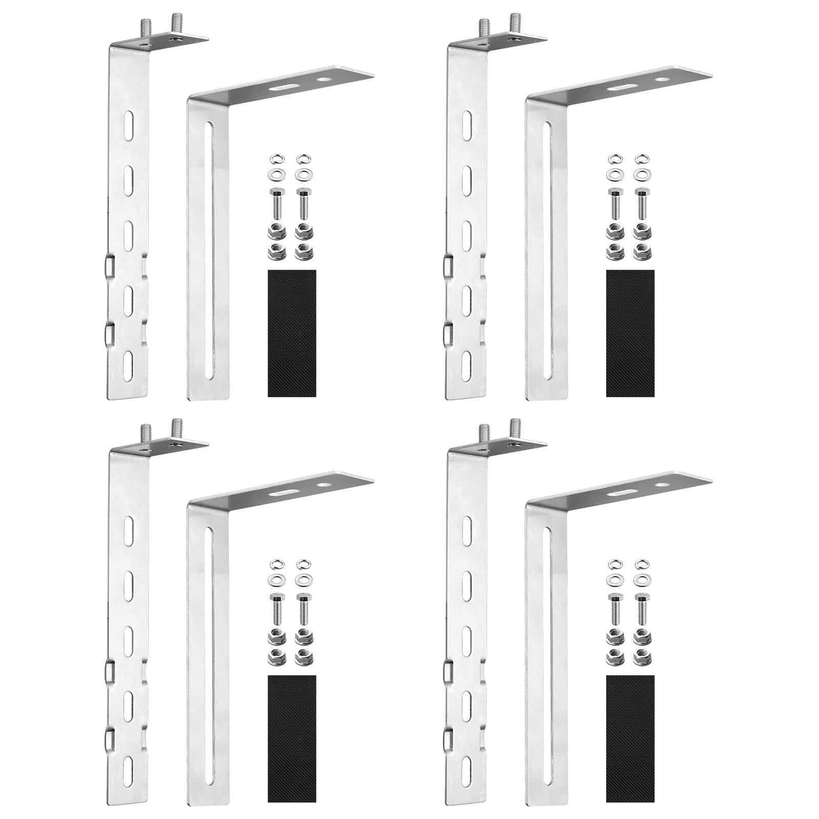 GETLITOOL 4×Solar Balkonkraftwerk Halterung 65-190MM Verstellbare Balkonhalterung für Solarmodule, Edelstahl 304 Balkon Haken Set, Solarpanel Halterung Kein Bohren zur Runde Eckig Balkongelände