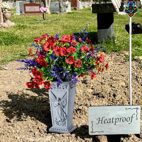 Cemetery Flowers Vase with Spike, Memorial Grave Vase Resin Flowers Holder for Headstone, Grave, Cemetery, Garden, Lawn, Yard Decorations (1Pc, Grey) image 8