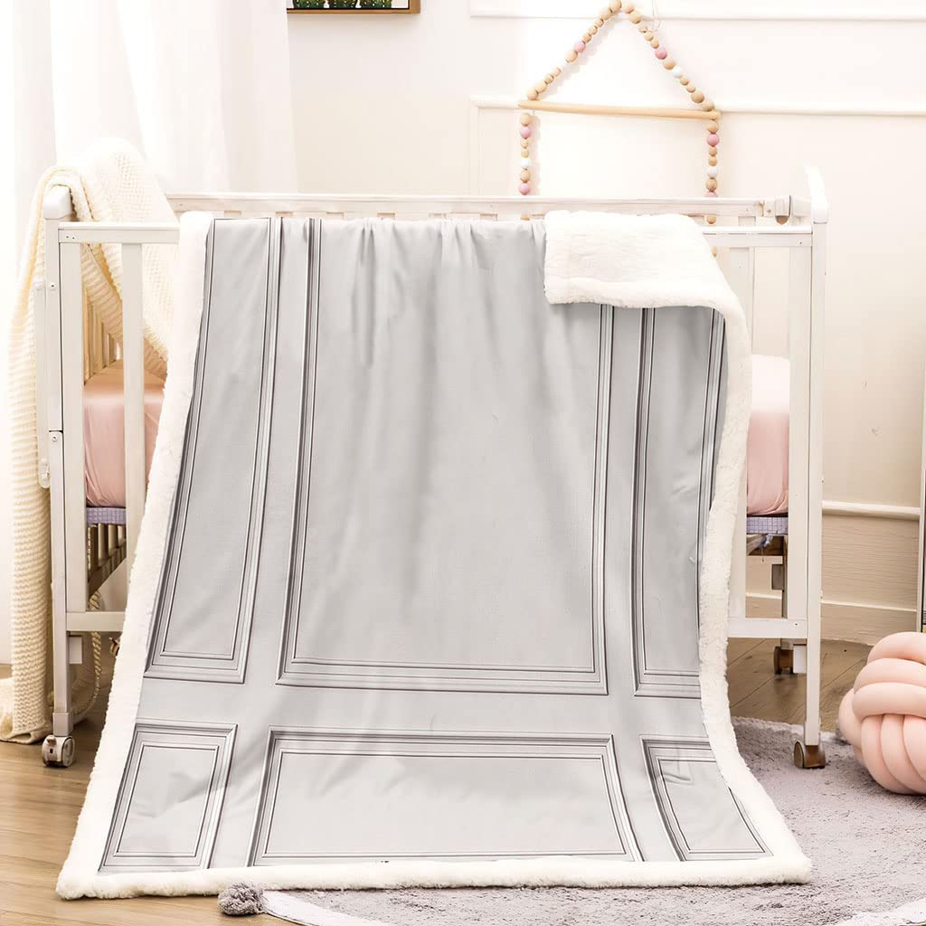 Mantas para Sofa Lana Mullida 70X100Cm Manta De Franela para Cama De Microfibra De Piel Artificial Suave Y Cálida, Adecuada para Sofá O Cama, Geometría Blanca Simple Impresión Patrón