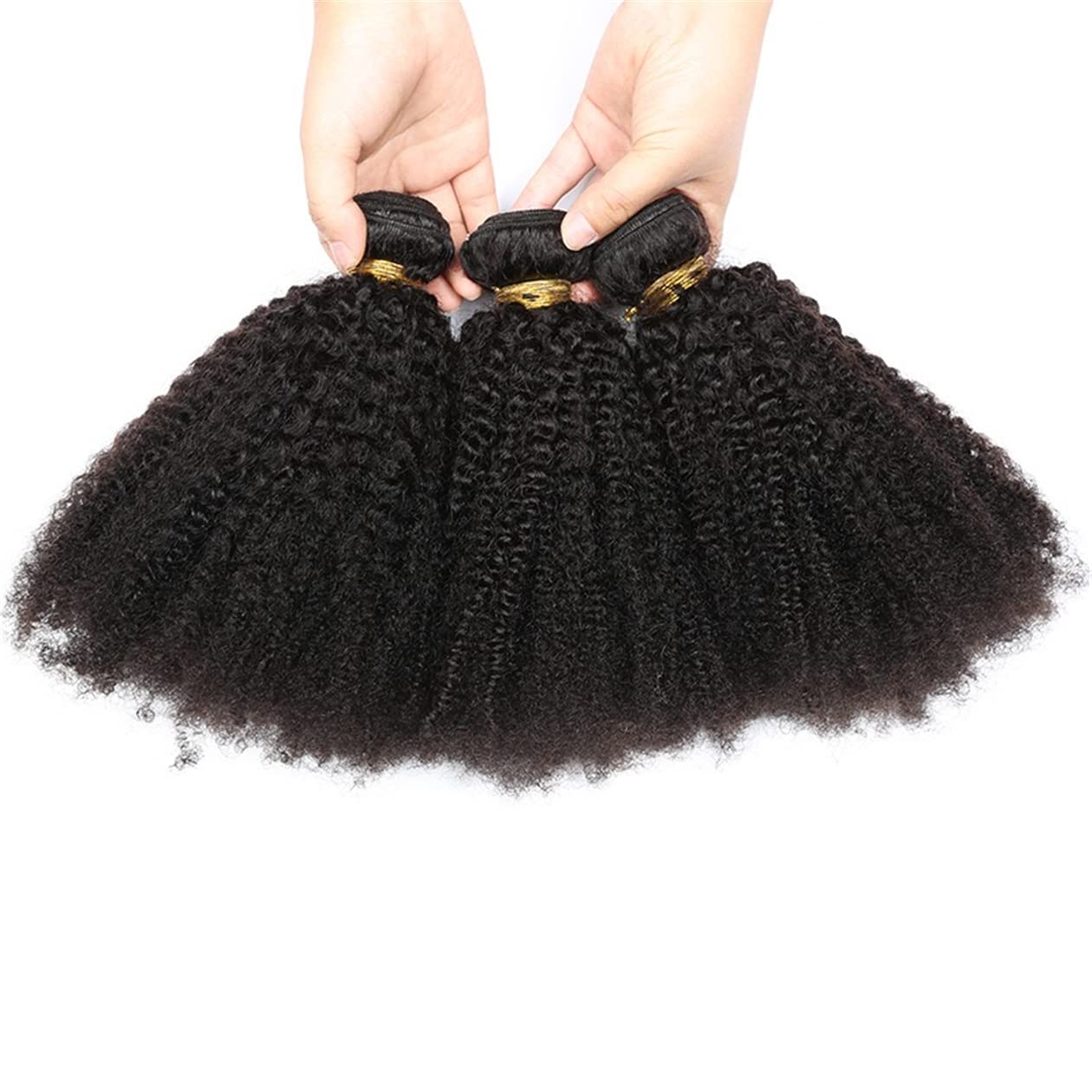 Hair Replacement Wigs Kinky Curly Virgin Human Hair Extensions Weft 100g/Bundle Real Brazilian Remy Hair Tight Afro Curly Natural Black For Women 20" Unprocessed