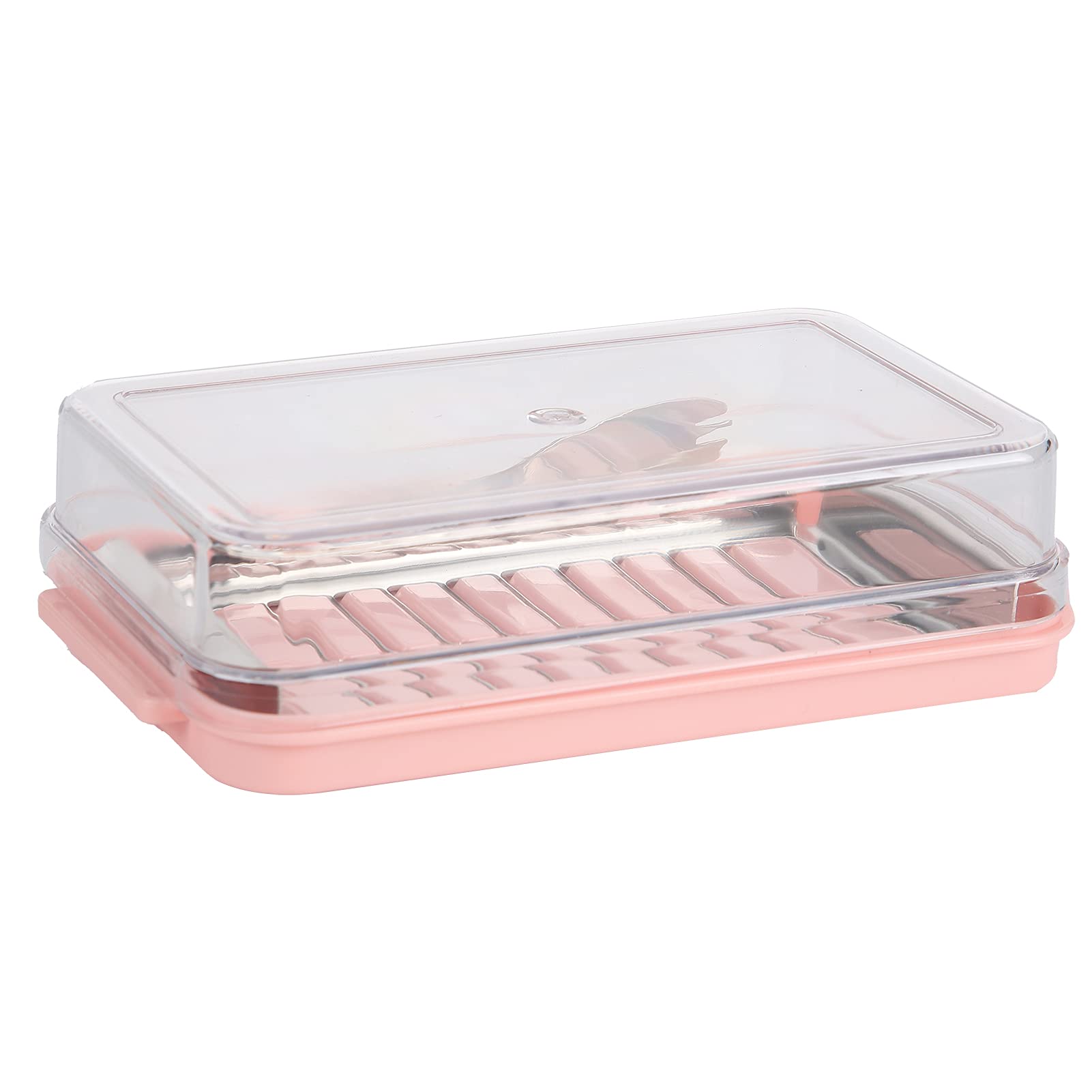 Pilipane Stainless Steel Cream Storage Box, Cream Cutter Container, Cheese Storage Box with Transparent Cover, Freezer Safe Cream Holder with Cover Good Kitchen(Pink), Cream Cutter Container But