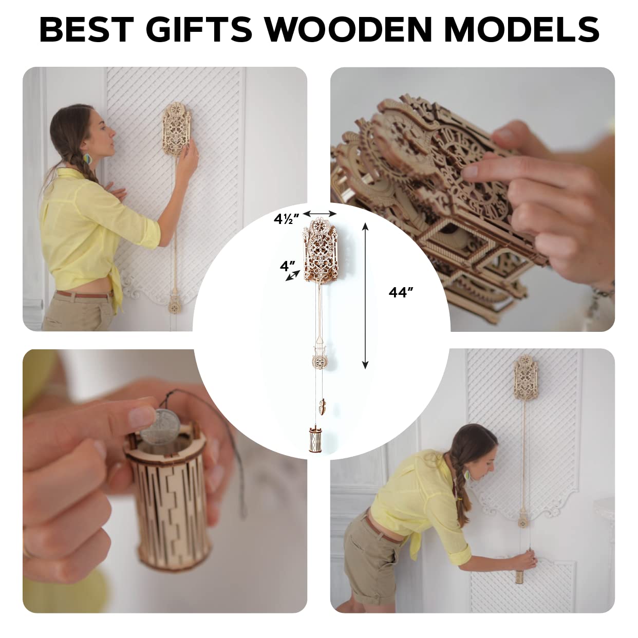 WOODEN.CITY Puzzle 3D Royal Clock, Maquetas para Construir Adultos, Mecanismo del Reloj, Montaje en Pared, Péndulo, Puzzle Madera - Ideal para Aficionados de Modelismo