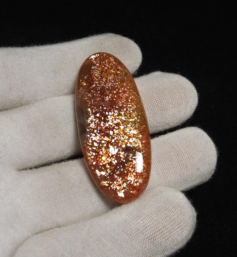 Pierre de soleil de feu cabochon ovale 52x22mm d'exception pour joaillerie - 4