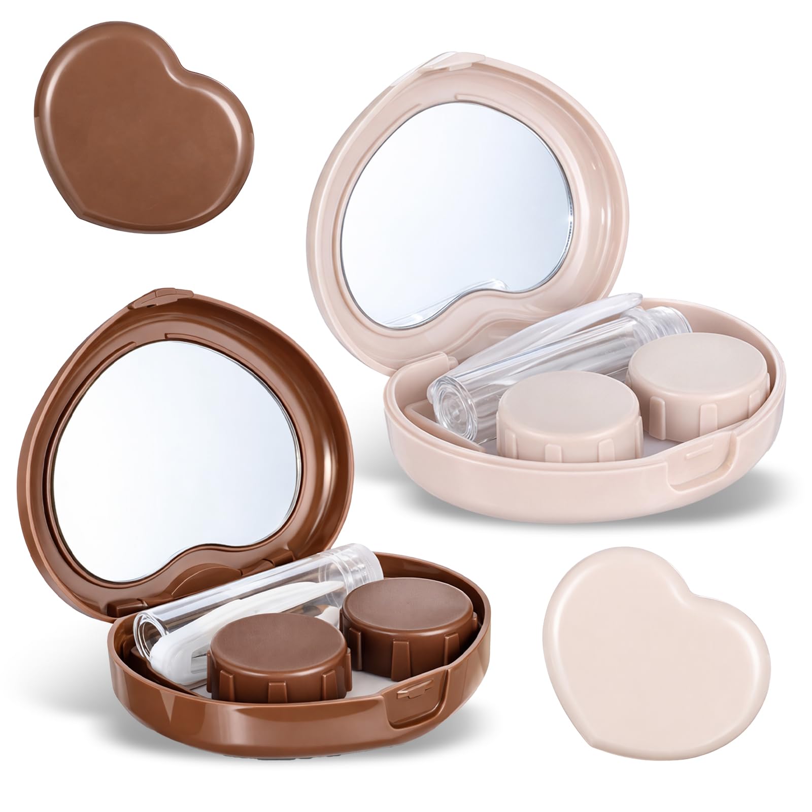 2 Pcs Contact Lens Case Travel Size Cute Colored Contact Lenses Holder Applicator Removal Tool Kit Portable Storage