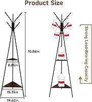 Vista 4 de Perchero independiente, árbol de pasillo con 2 estantes, perchero para sombrero, ropa, bolsa, soporte para entrada, sala de estar, dormitorio