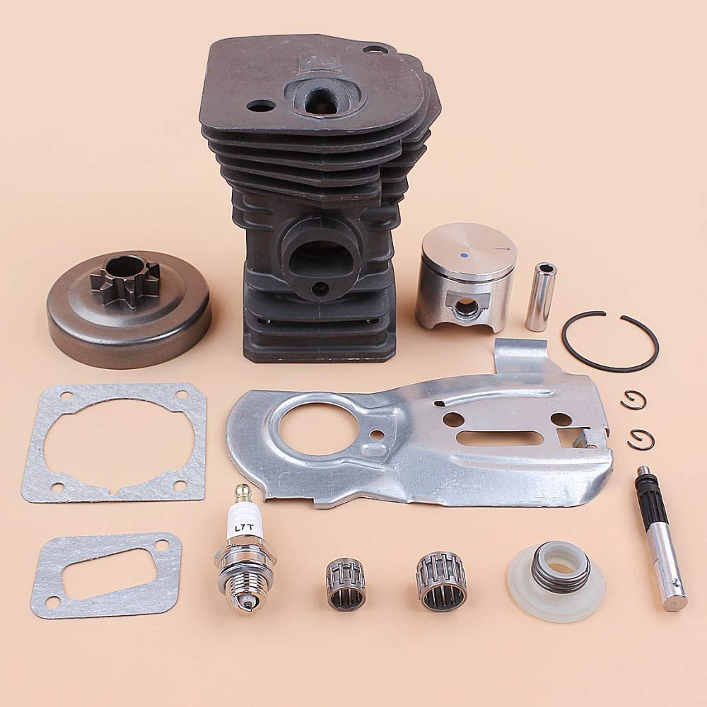 Tiempo Beixi Teniendo 42mm Cilindro Pistón Cilindro del Embrague Bomba de Aceite Kit Placa Compatible con Husqvarna 340 345 Motosierra Motor Conjunto de Motor de Alta Tipo
