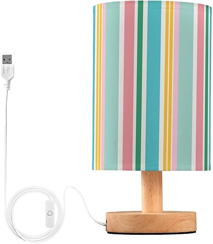 Lámpara de mesa de noche lámpara de mesa eléctrica alegres colores divertidos rayas luces de noche para niños hogar lampara de mesa para