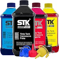 STKINK Kit 4 Garrafas de Tinta Refil para Impressora Tanque de Tinta L120 L200 L220 L355 L365 | 2000ml | Preto Ciano Magenta Amarelo | Alto Rendimento