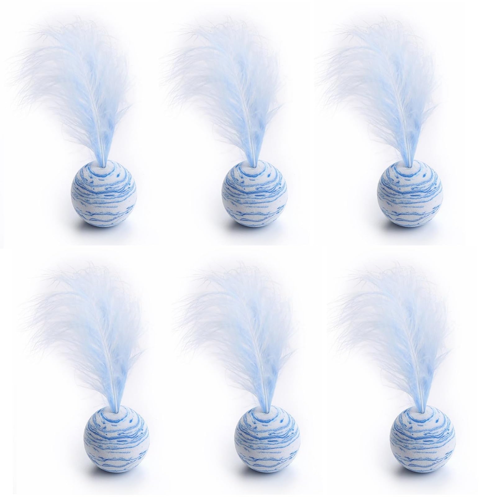 Juguetes para Gatos, Juguetes for Gatos, Pelota de Plumas, Juguete Estrella, Espuma con, Juguetes for lanzar, Peluche interactivos, for Gatitos, 6 Piezas, Azul(Blue)