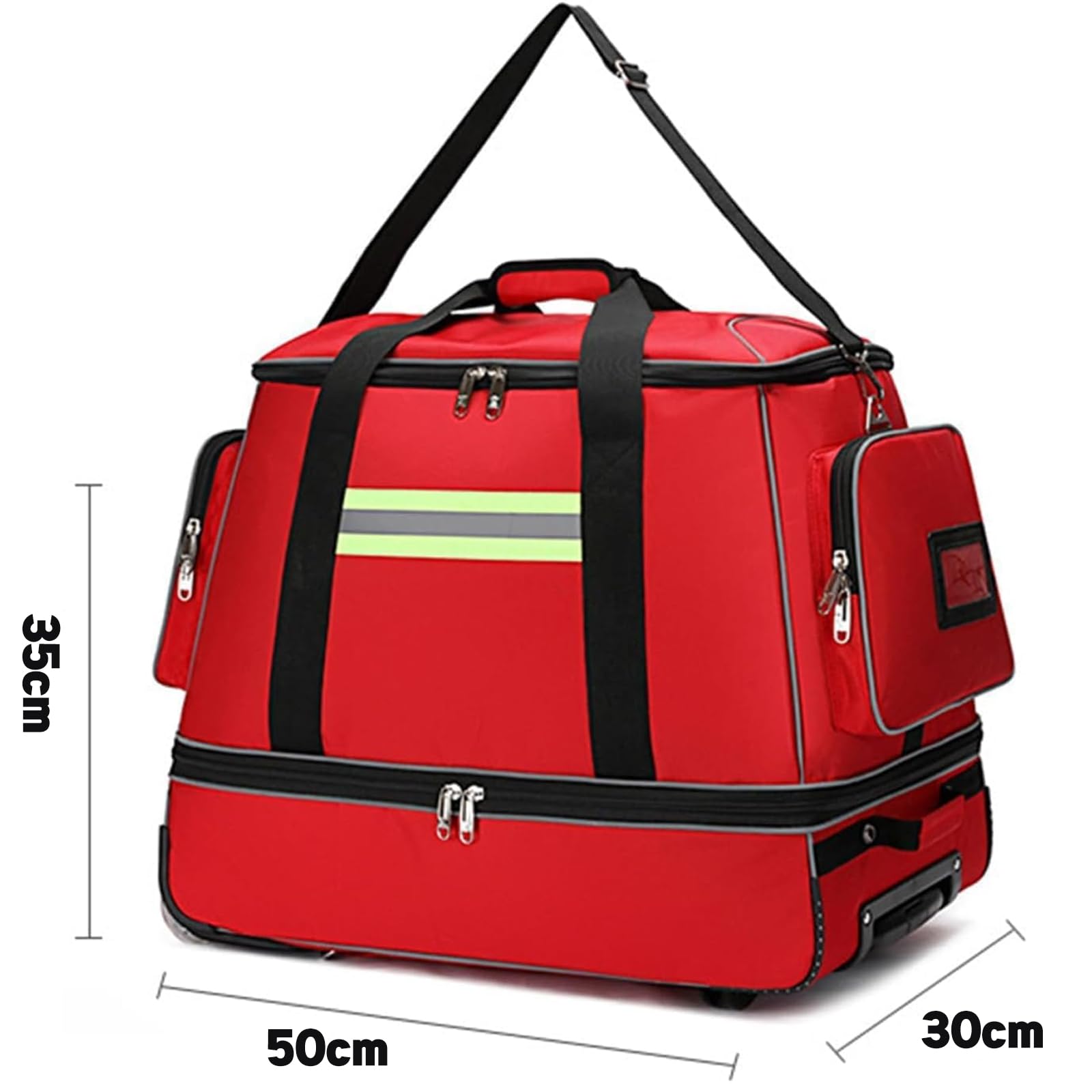 Paquete de bolsa de emergencia de tela Oxford ignífuga, bolsa de trauma impermeable de gran capacidad con ruedas, para policía/bomberos/enfermeras domésticas